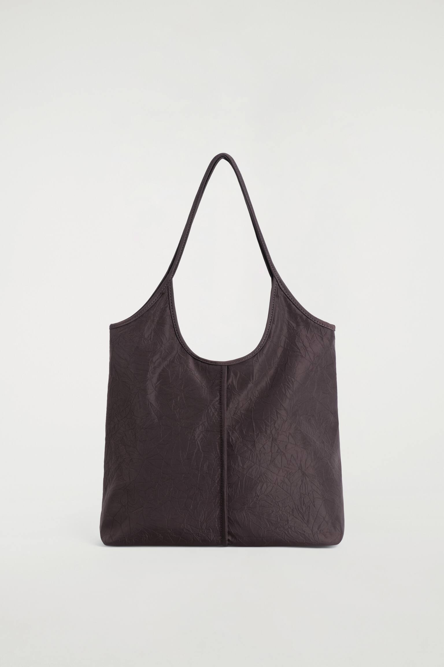 SCULPTED TOTE BAG - CRINKLED SHELL - חום - 1