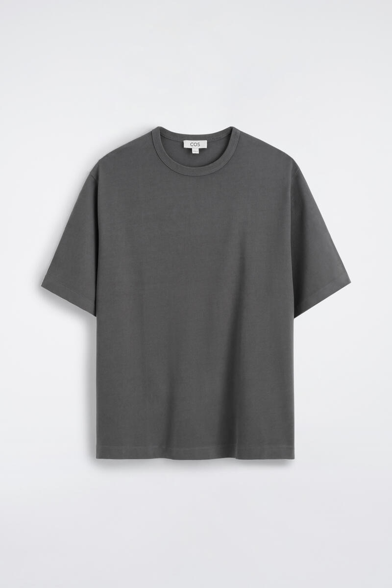 Relaxed Garment-Washed Cotton T-Shirt in Gray