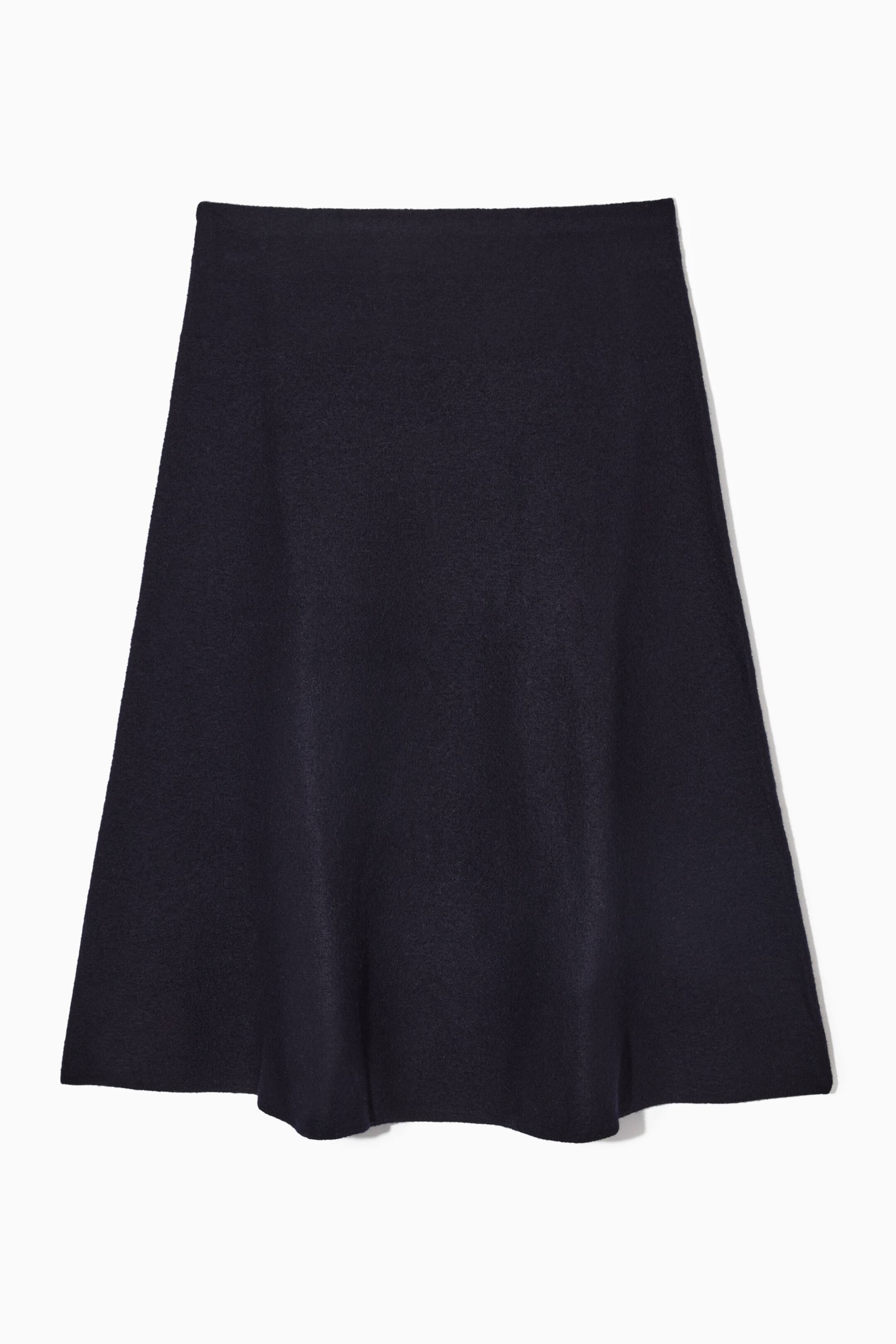 Vis større bilde: FLARED MERINO WOOL MIDI SKIRT - DARK NAVY - Ladies | H&M NO 1