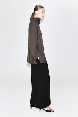 FLUID MOCK-NECK BLOUSE — GRAY 4