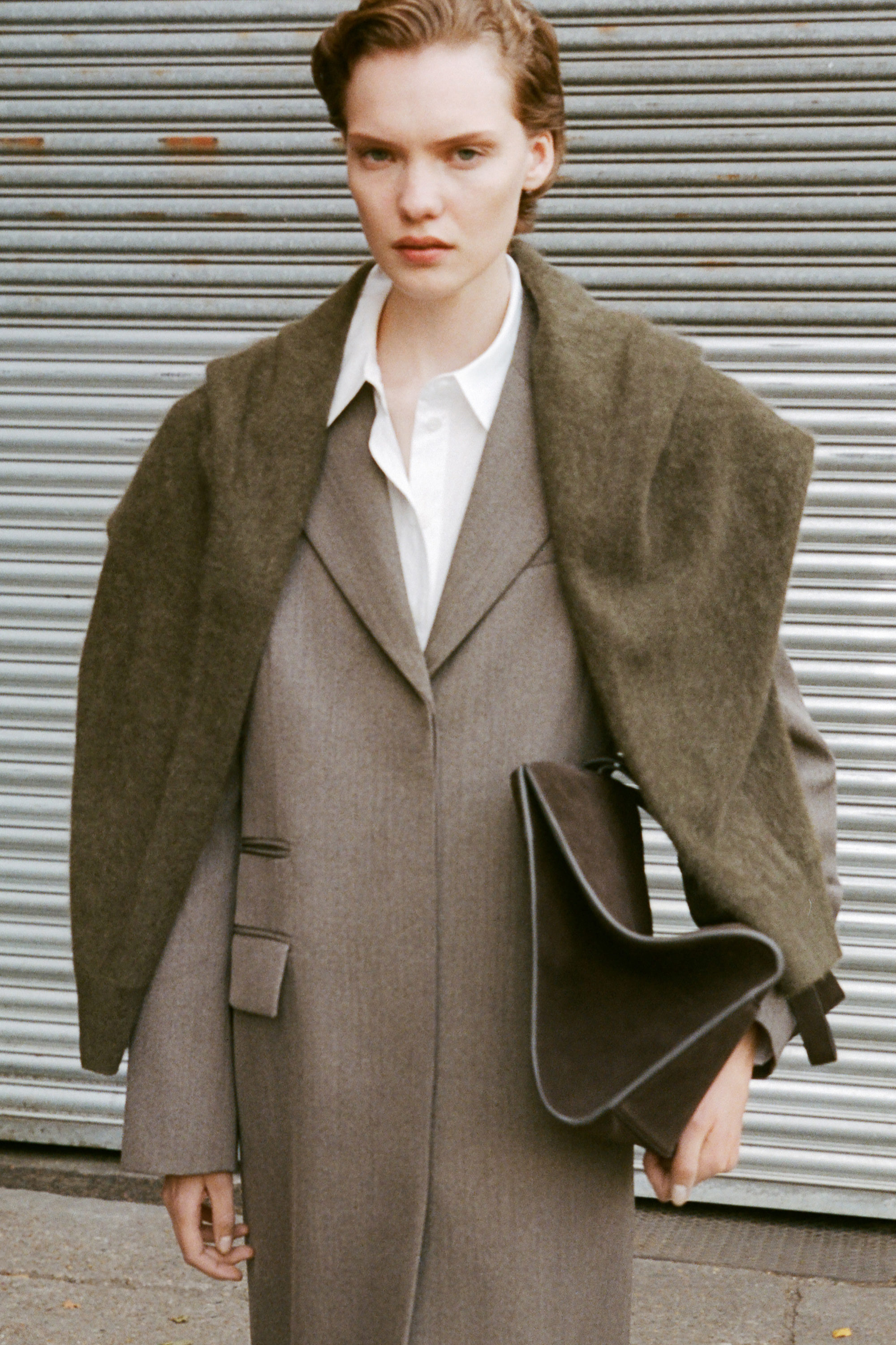 BRUSHED-CASHMERE CREW-NECK CARDIGAN - KHAKI | COS