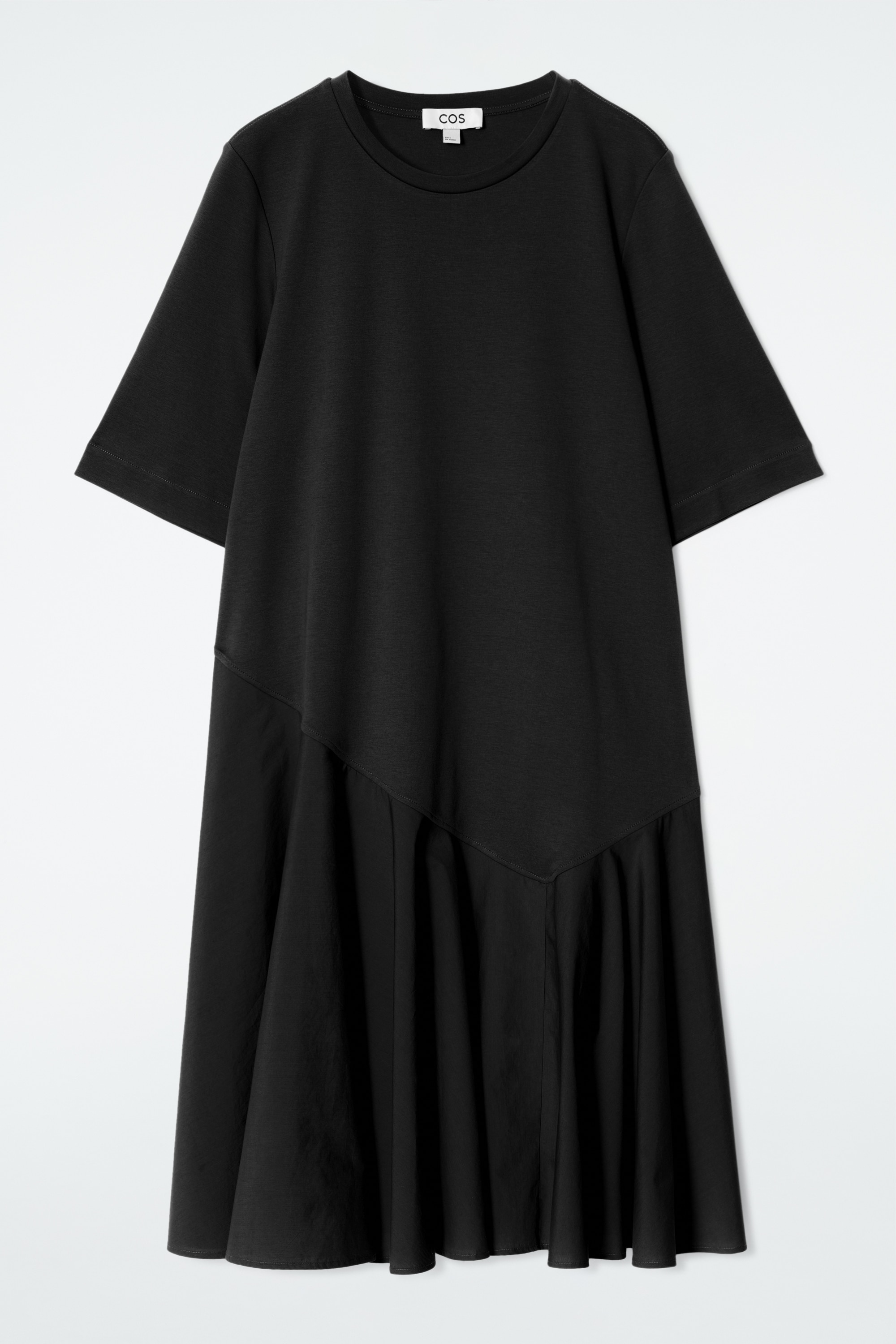 ROBE T-SHIRT COURTE ASYMÉTRIQUE - NOIR/PISTACHE/BLEU COBALT