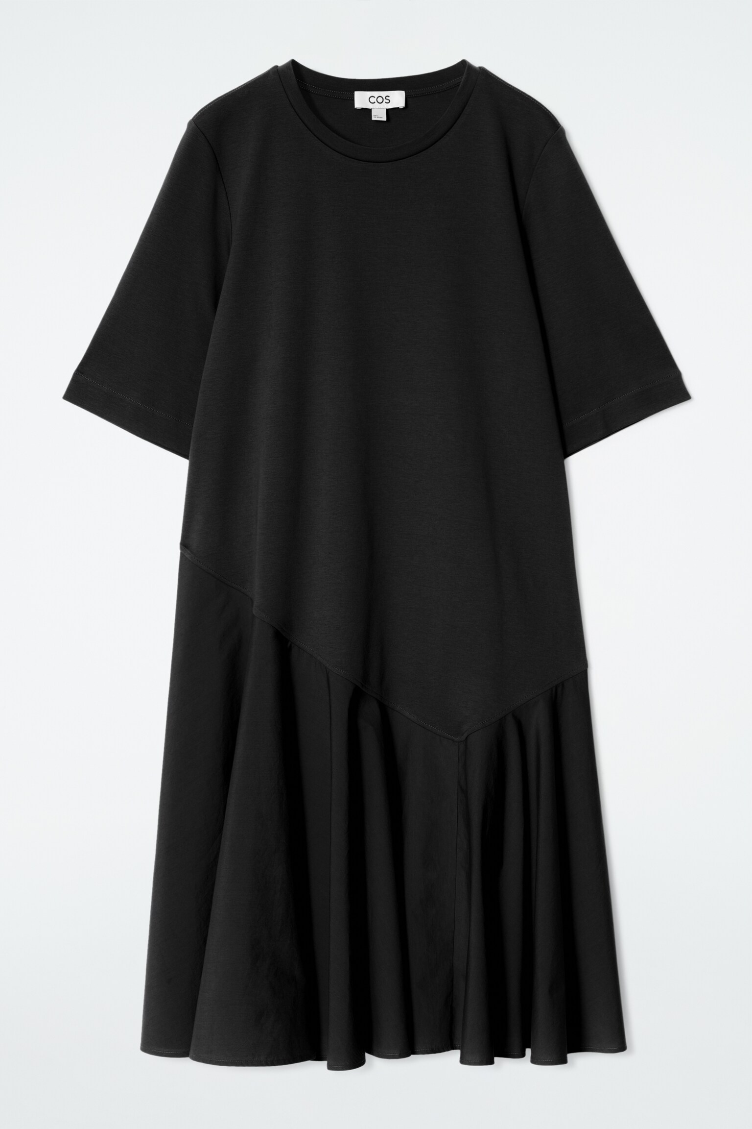 VESTIDO CAMISETA CORTO ASIMÉTRICO - NEGRO/PISTACHO/COBALTO - 2