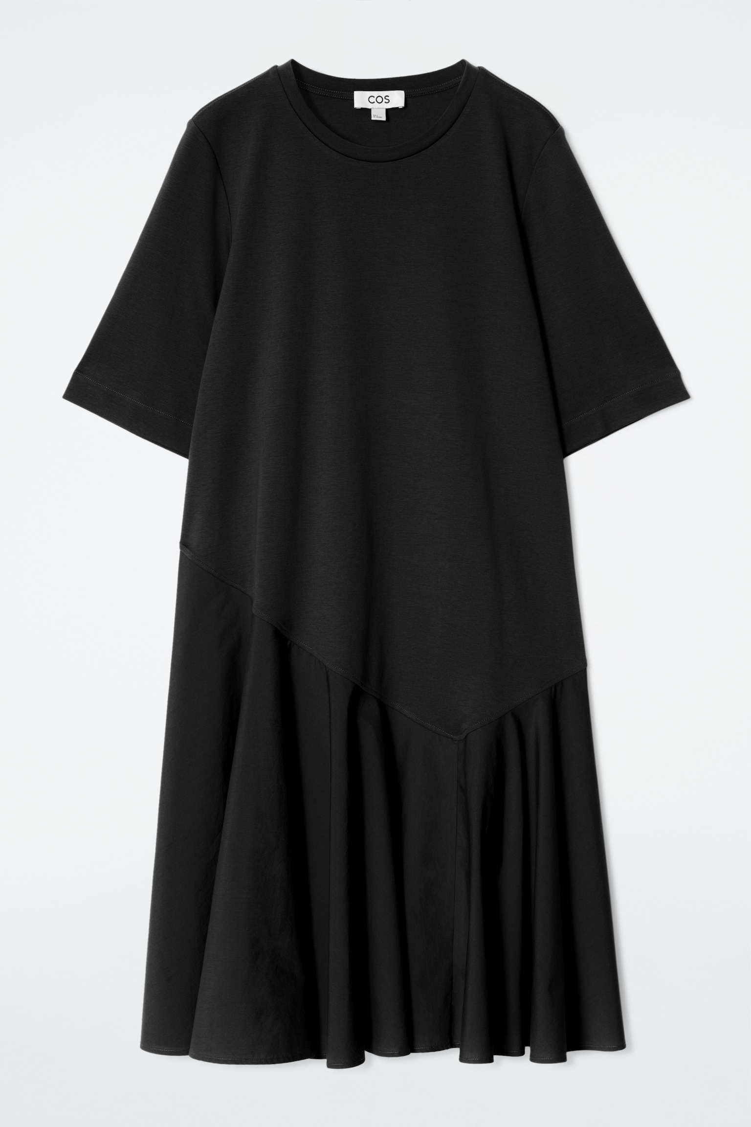 VESTIDO CAMISETA CORTO ASIMÉTRICO - NEGRO/PISTACHO/COBALTO - 2