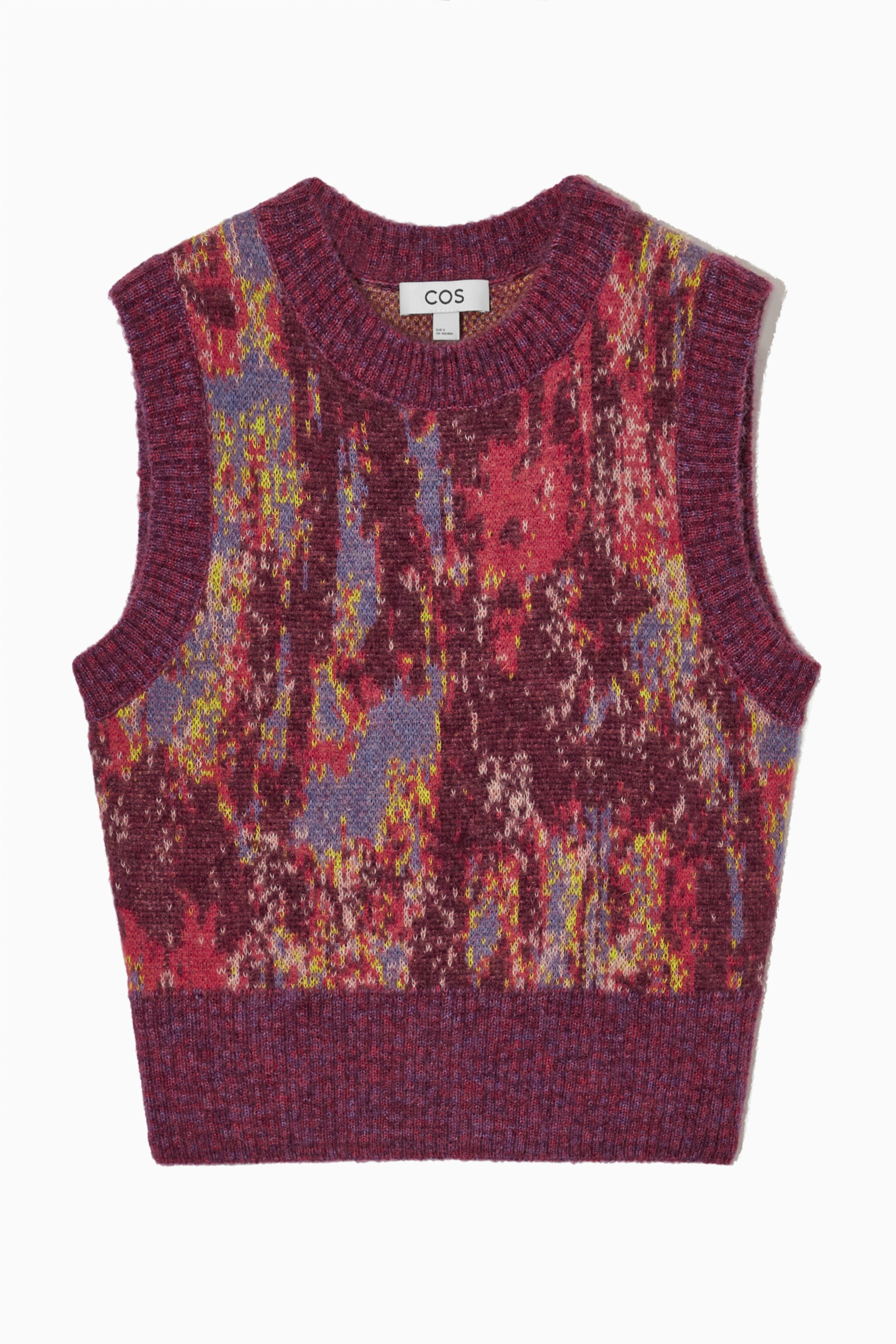 Grotere afbeelding bekijken: PRINTED JACQUARD-KNIT MOHAIR VEST - BURGUNDY - DAMES | H&M NL 1