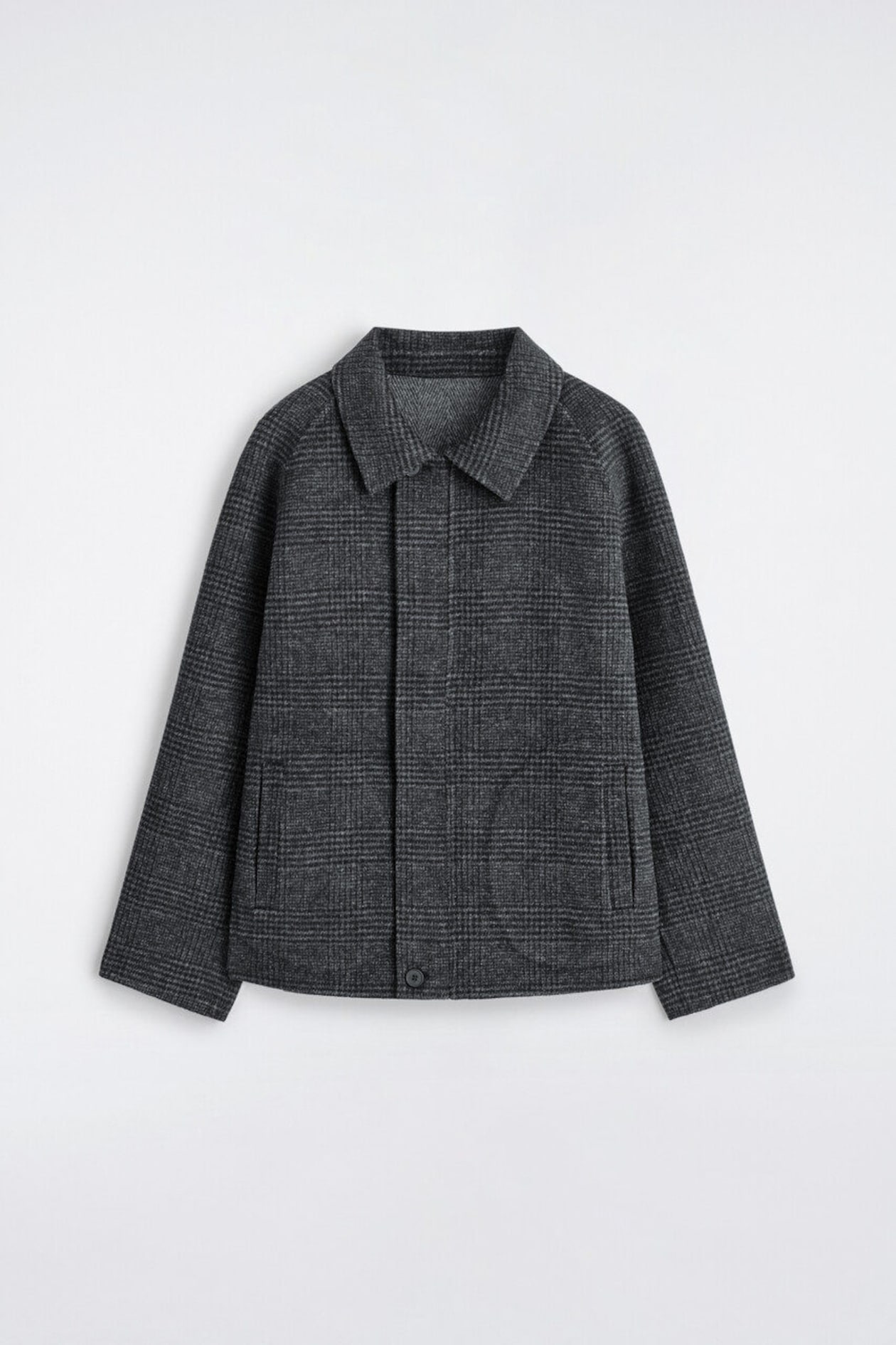 REVERSIBLE CHECKED / HERRINGBONE WOOL SPORTS JACKET — GRAY / CHECKED