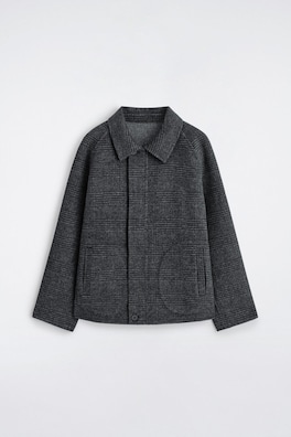 REVERSIBLE CHECKED / HERRINGBONE WOOL SPORTS JACKET — GRAY / CHECKED 7