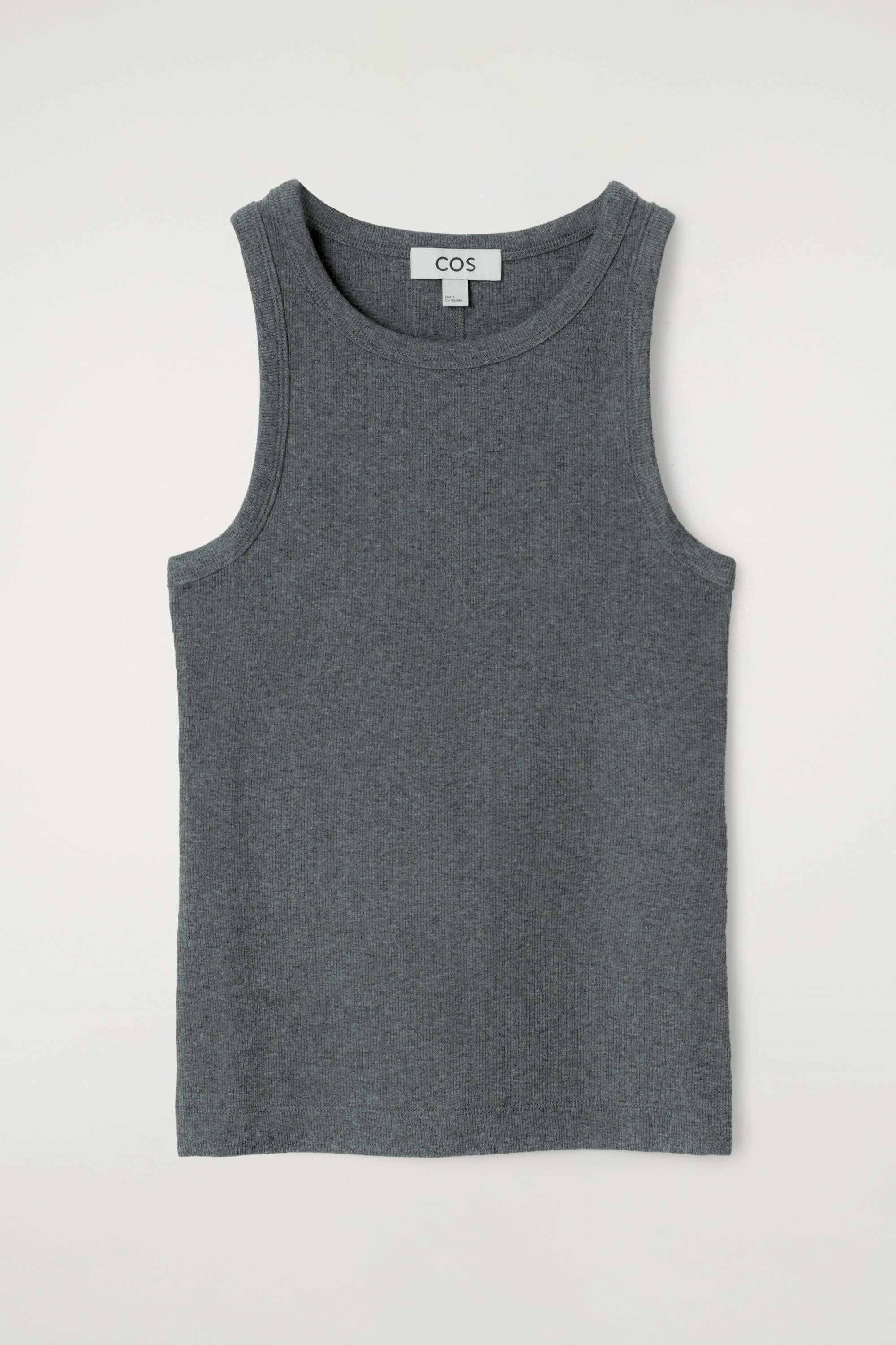RIBBED TANK TOP - DARK GREY MÉLANGE/ORANGE