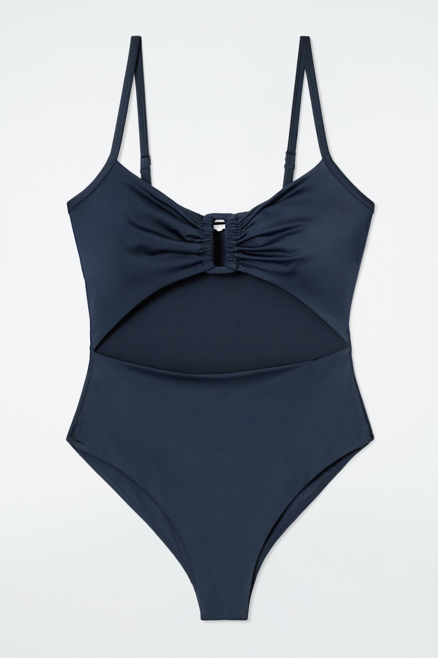 MAILLOT DE BAIN AJOURÉ ET FRONCÉ - BLEU MARINE/ROUGE ROUILLE - 2