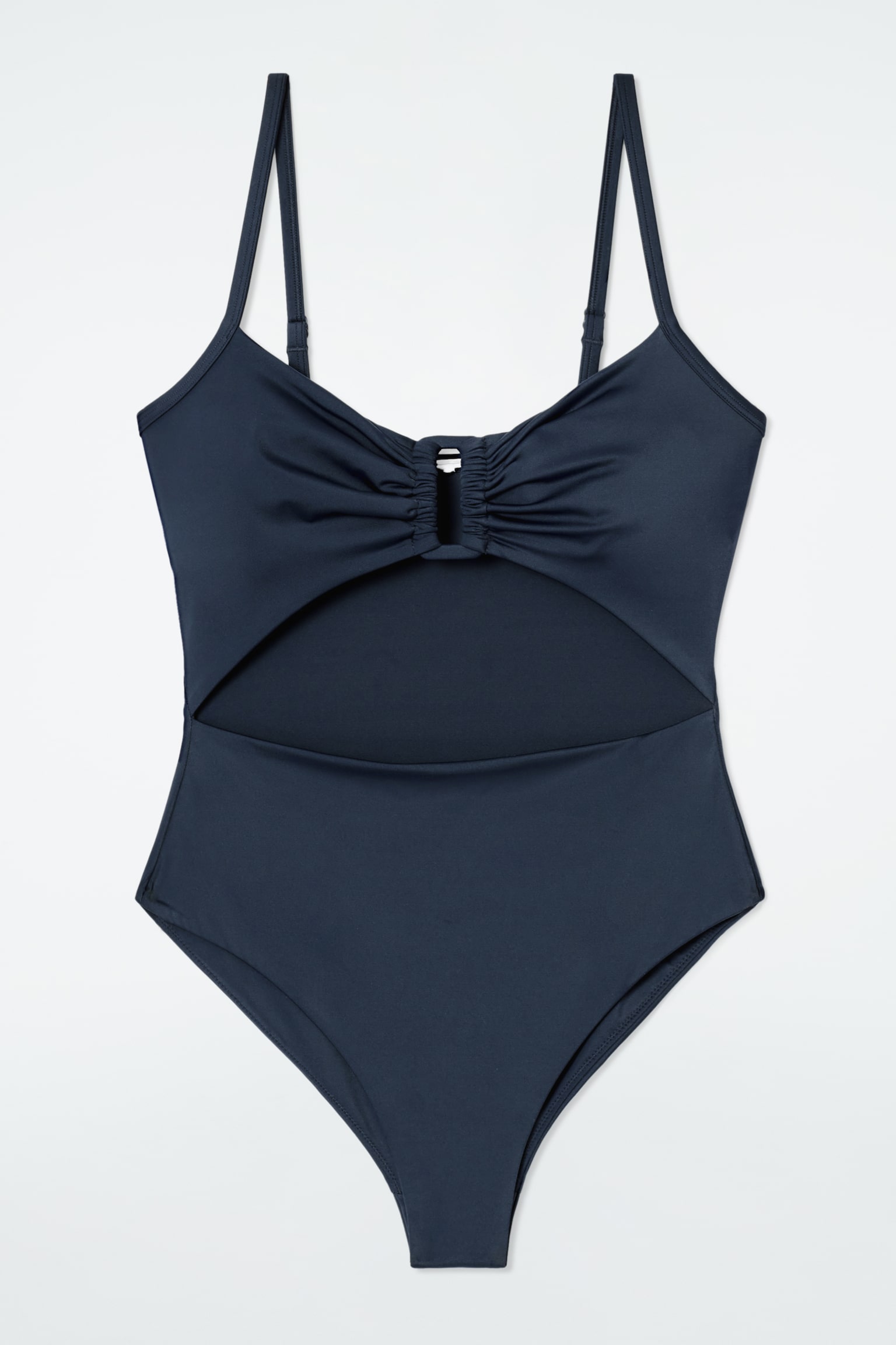 MAILLOT DE BAIN AJOURÉ ET FRONCÉ - BLEU MARINE/ROUGE ROUILLE - 2