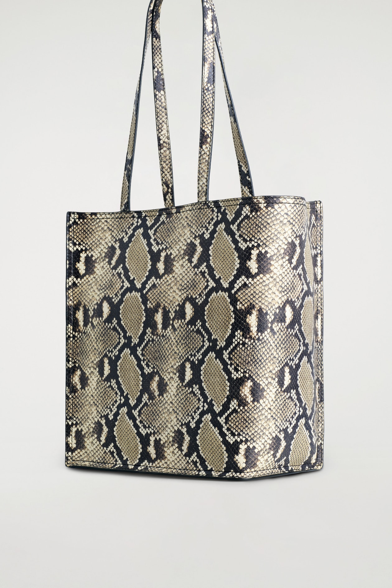 TOWNHOUSE SHOPPER BAG - LEATHER — BEIGE / SNAKESKIN EFFECT