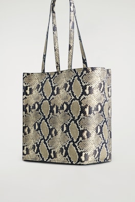 TOWNHOUSE SHOPPER BAG - LEATHER — BEIGE / SNAKESKIN EFFECT 5