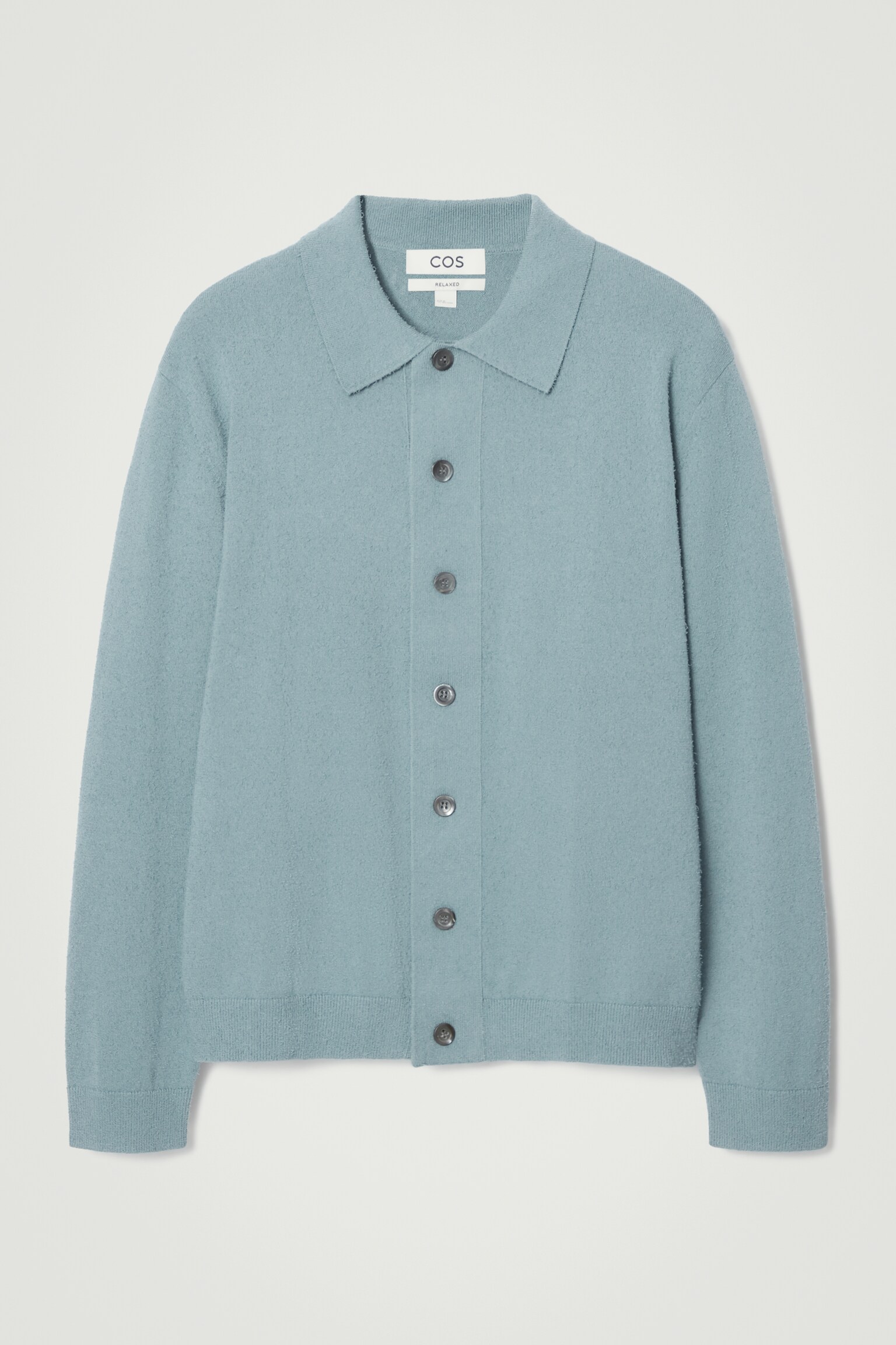 RELAXED TEXTURED-KNIT COTTON OVERSHIRT - TURQUOISE/NAVY - 1