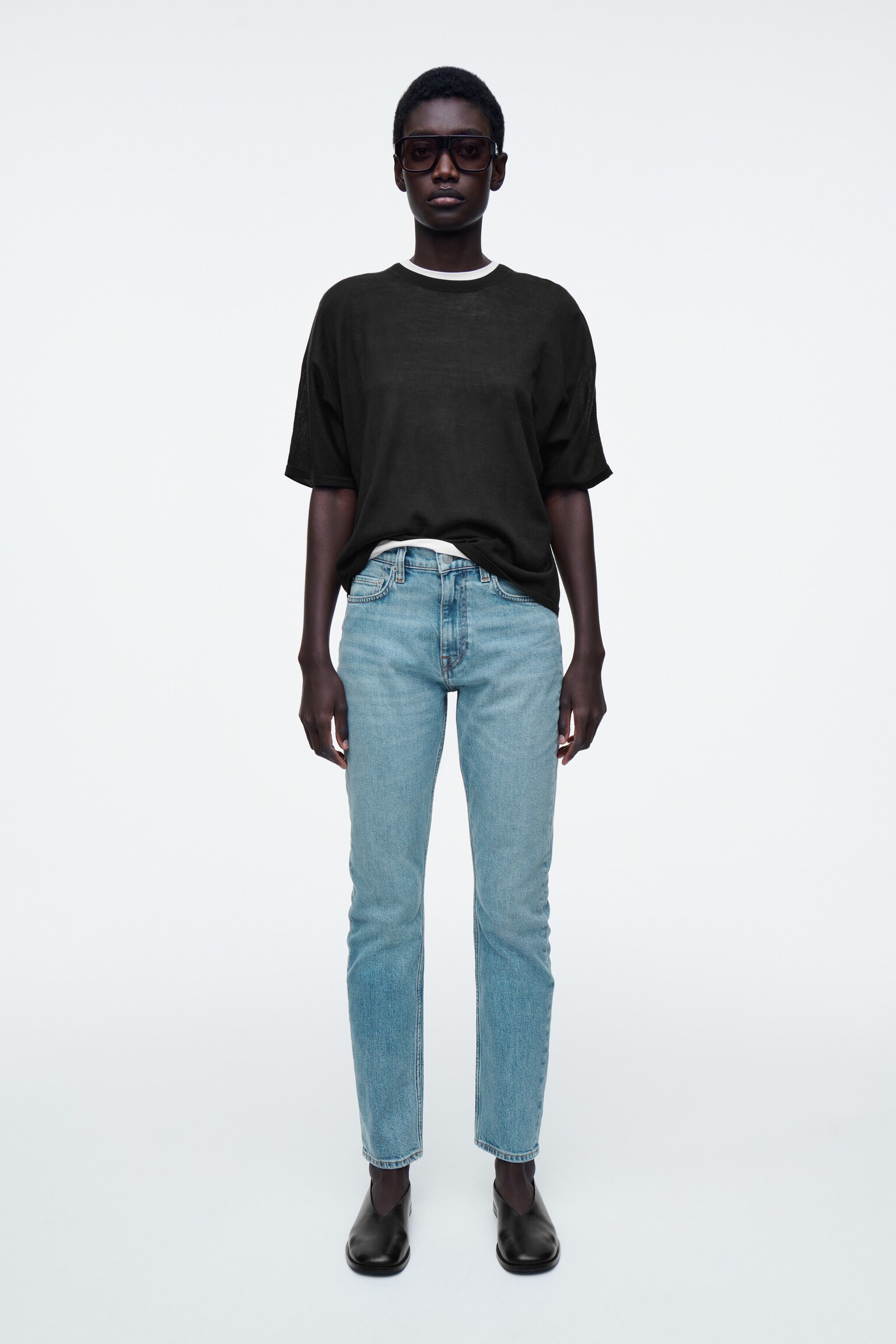 FLUTE SLIM-LEG JEANS - LIGHT BLUE/DARK BLUE - 1