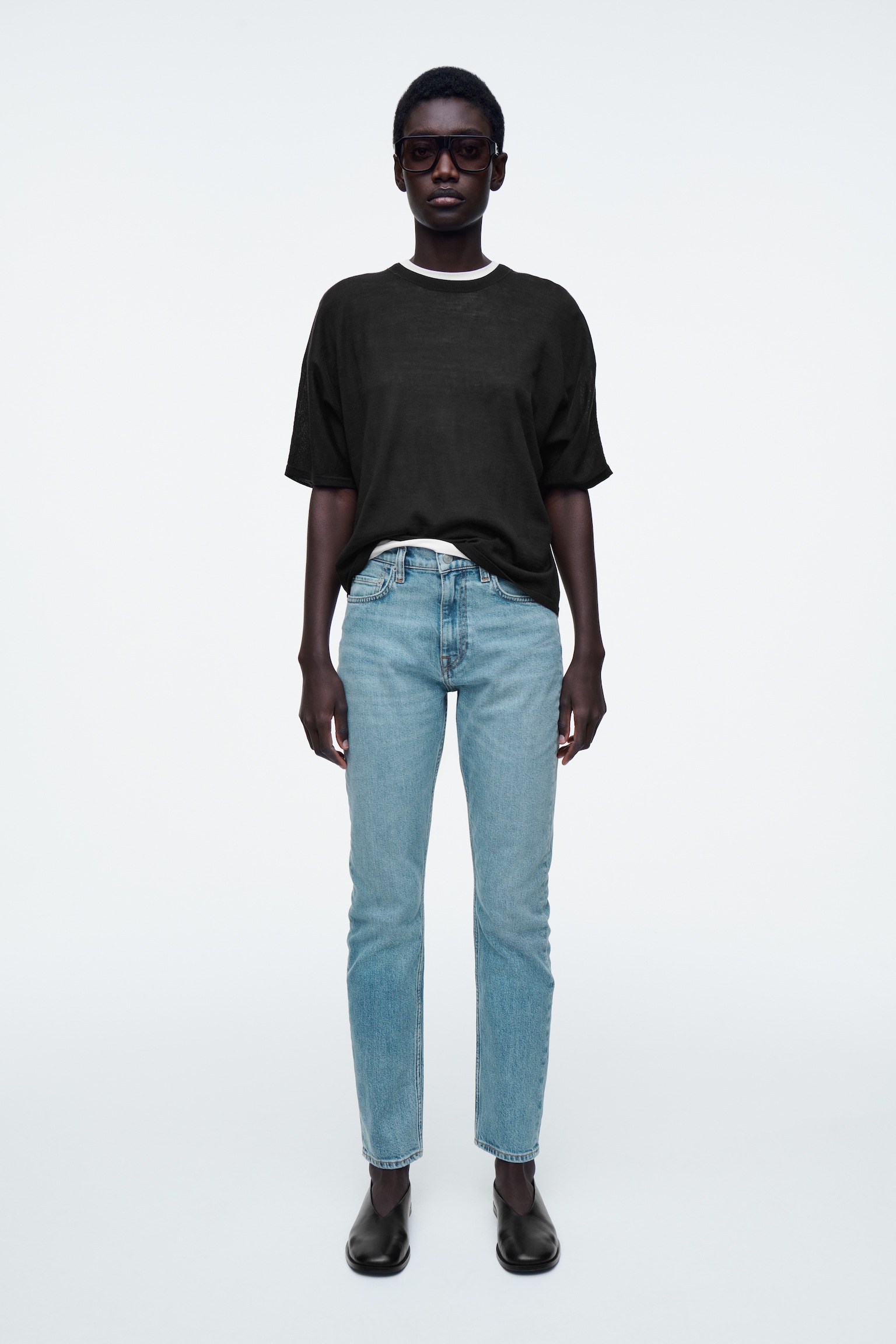 JEAN SLIM FLUTE - BLEU CIEL/BLEU FONCÉ - 1