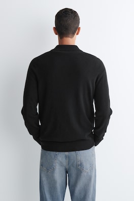 SEAMLESS PURE CASHMERE POLO SHIRT — BLACK 4