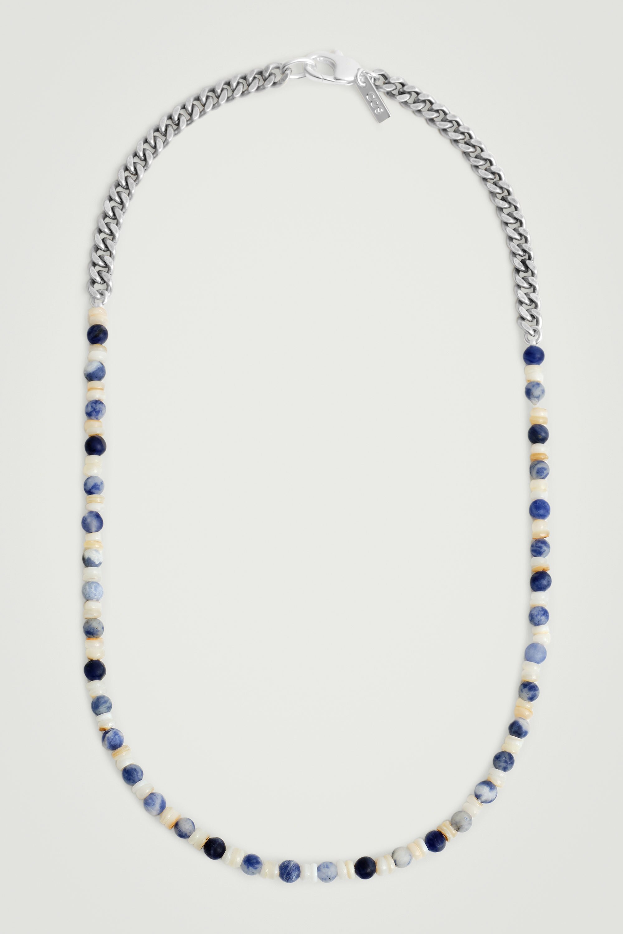 SEMI-PRECIOUS STONE CHAIN NECKLACE - WHITE / BLUE | COS