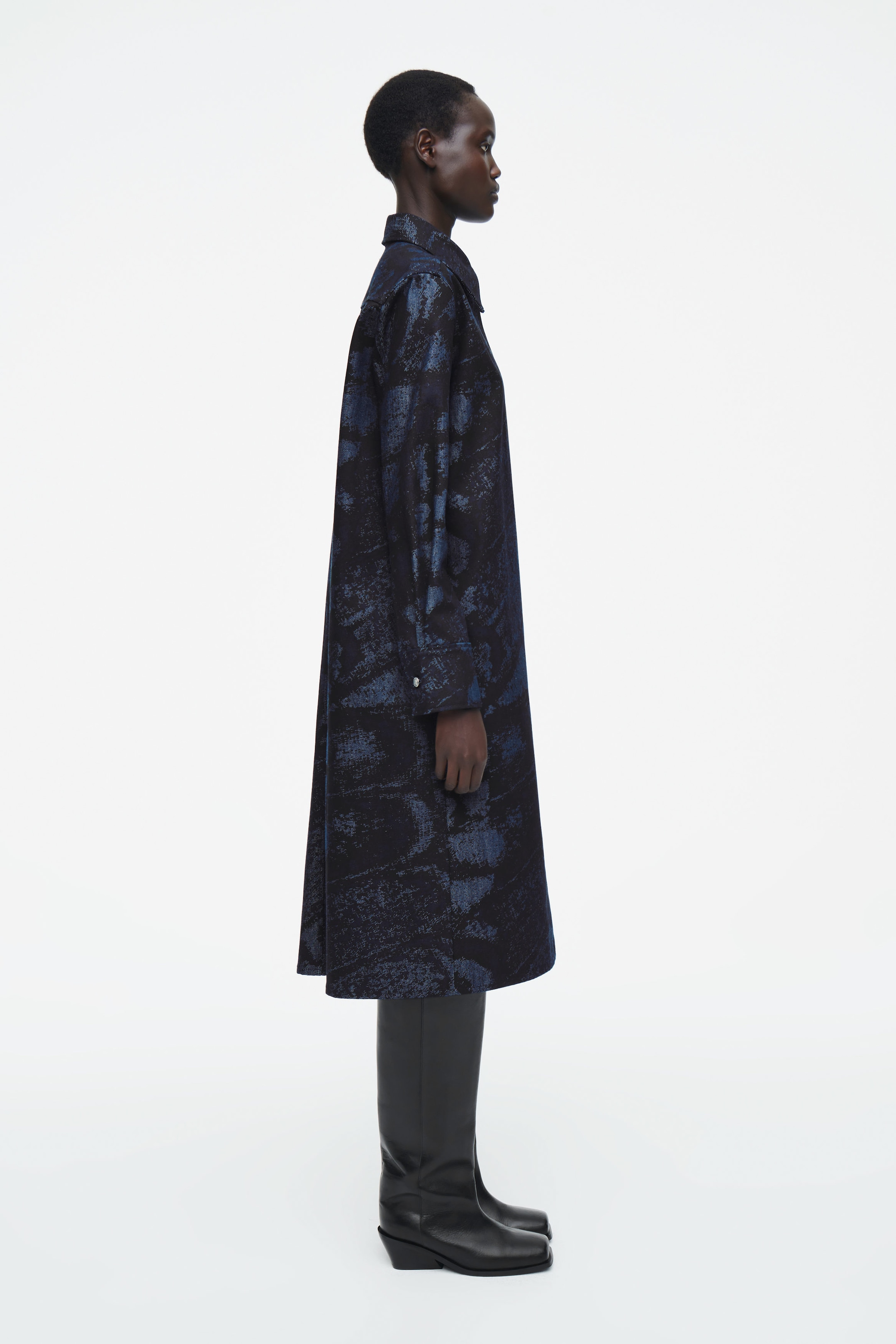 JACQUARD DENIM SHIRT DRESS