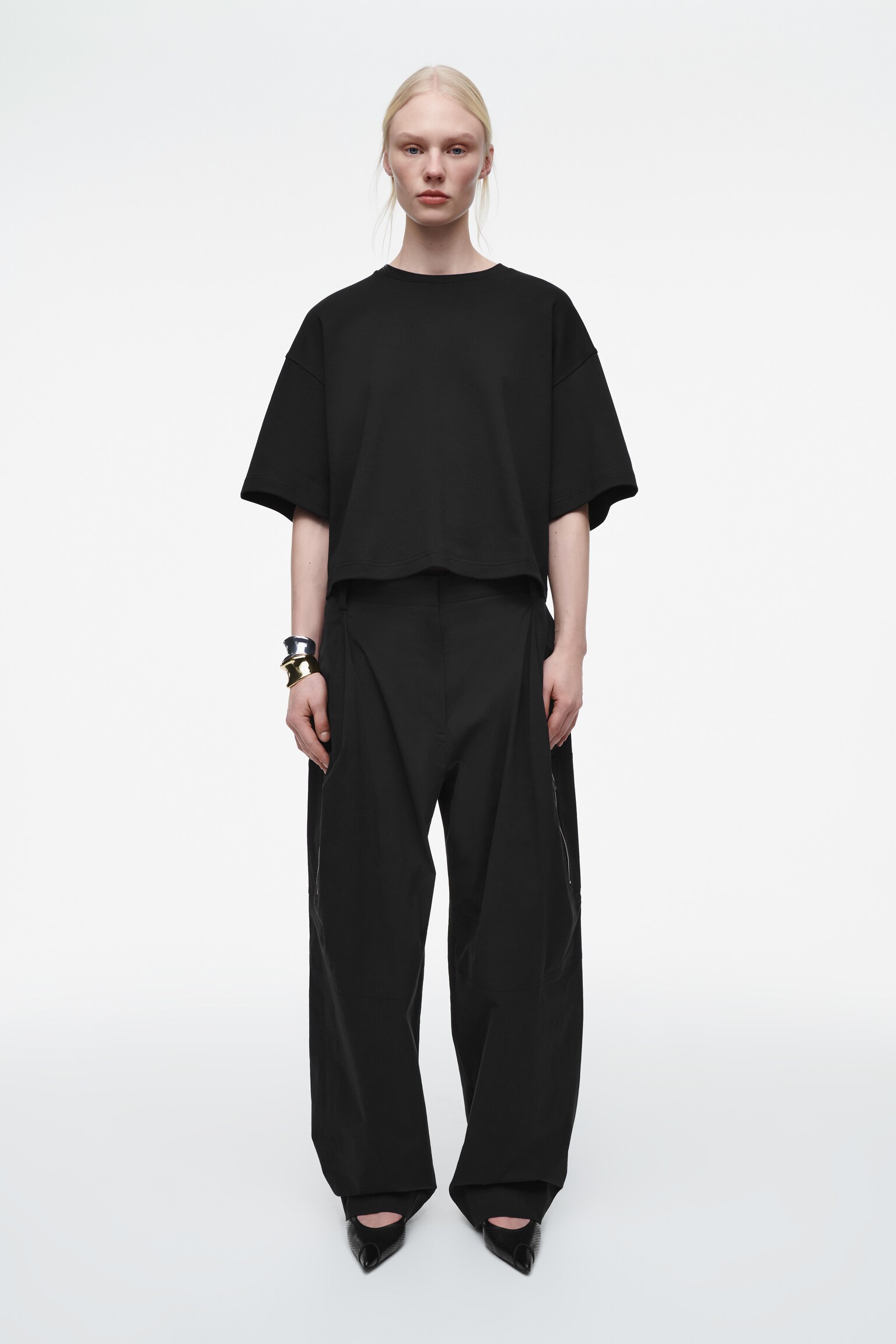 Tricou supradimensionat cu croială boxy - NEGRU/ALBASTRU DESCHIS/ALB - 7