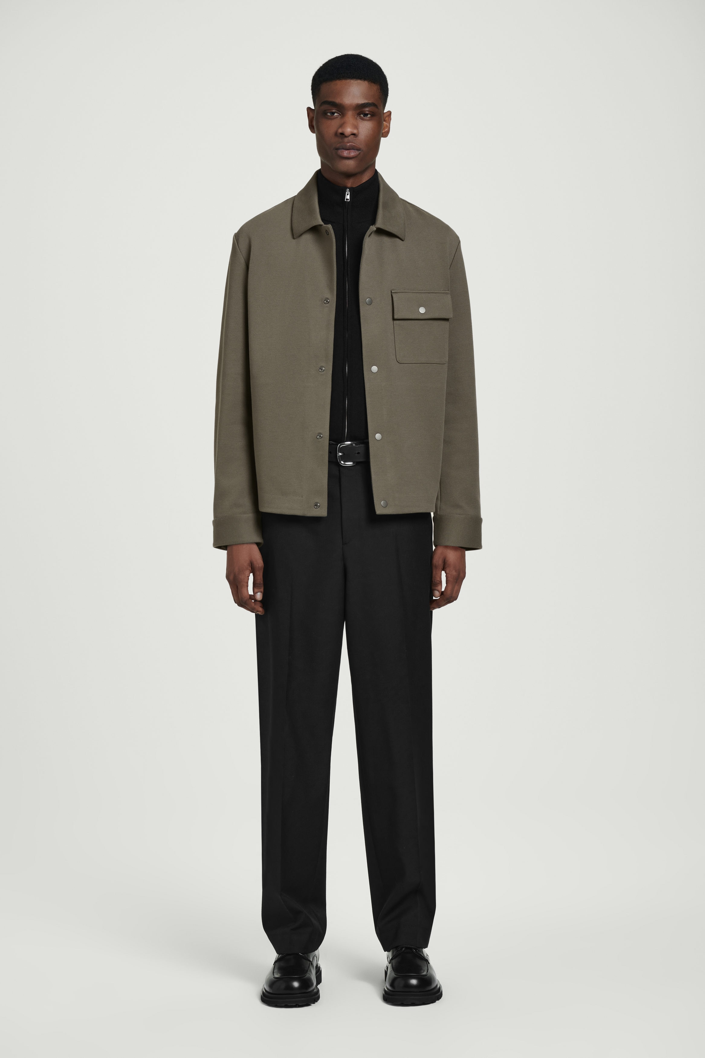 ジャケット・アウター nokcha twill shirt jacket/deep beige JERSEY-TWILL SHIRT JACKET - DARK KHAKI | COS
