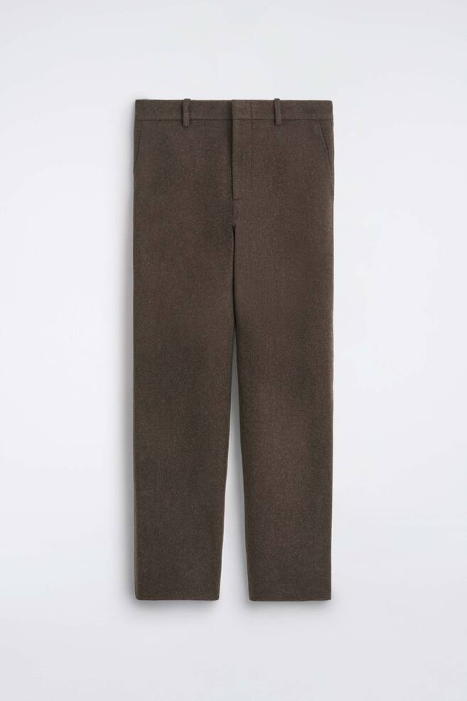 DOUBLE-FACED WOOL-BLEND STRAIGHT-LEG TROUSERS - ESPRESSO/CHARCOAL MÉLANGE - 1