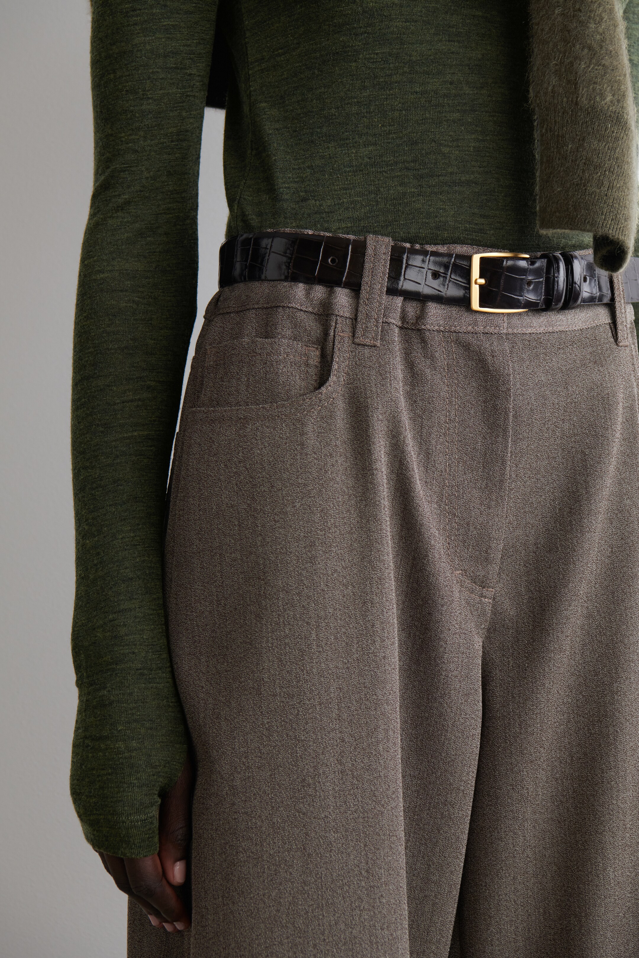 Agrandir l'image: PANTALON REGULAR LARGE EN LAINE MÉLANGÉE - BRUN CHINÉ - FEMME | H&M CH 3