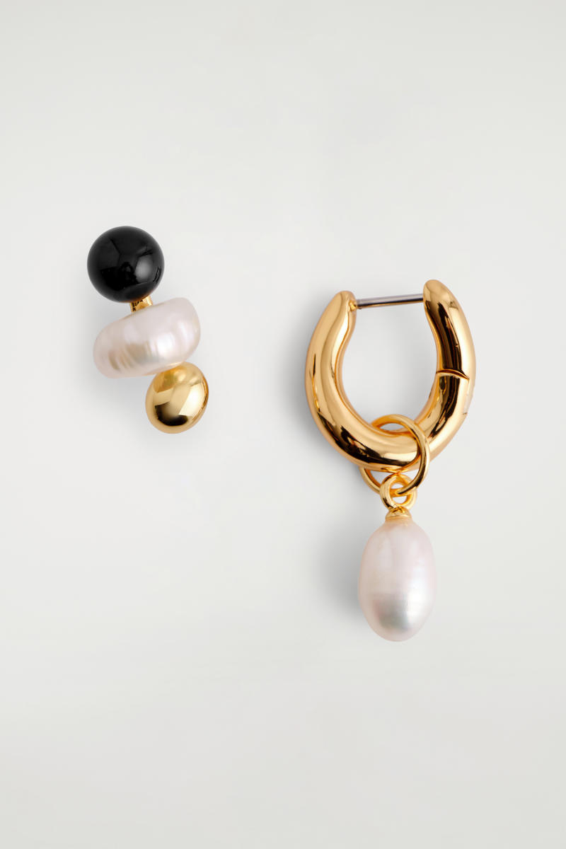 Cos Mismatched Freshwater Pearl Earrings In Multi