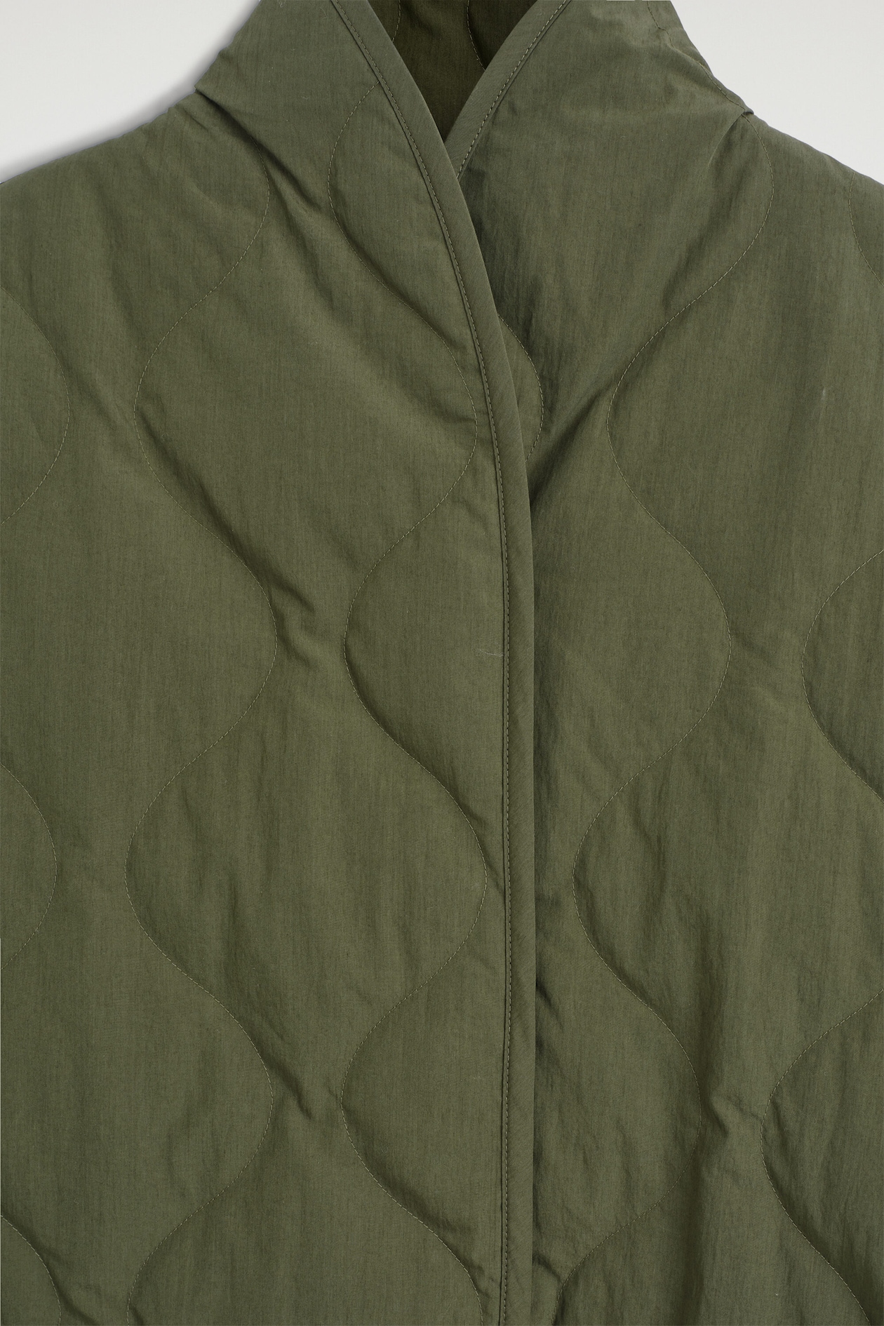 SHAWL-COLLAR QUILTED JACKET — KHAKI
