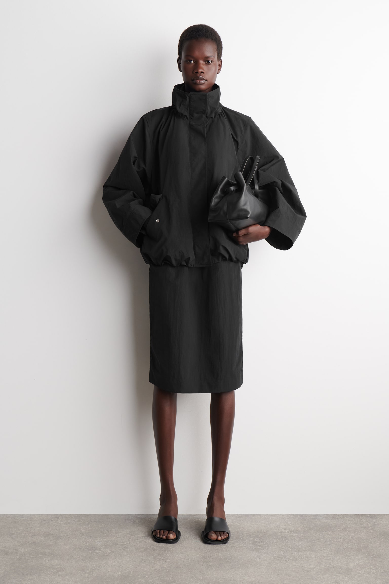 GONNA A TUBINO CON VITA ARRICCIATA - NERO - 1