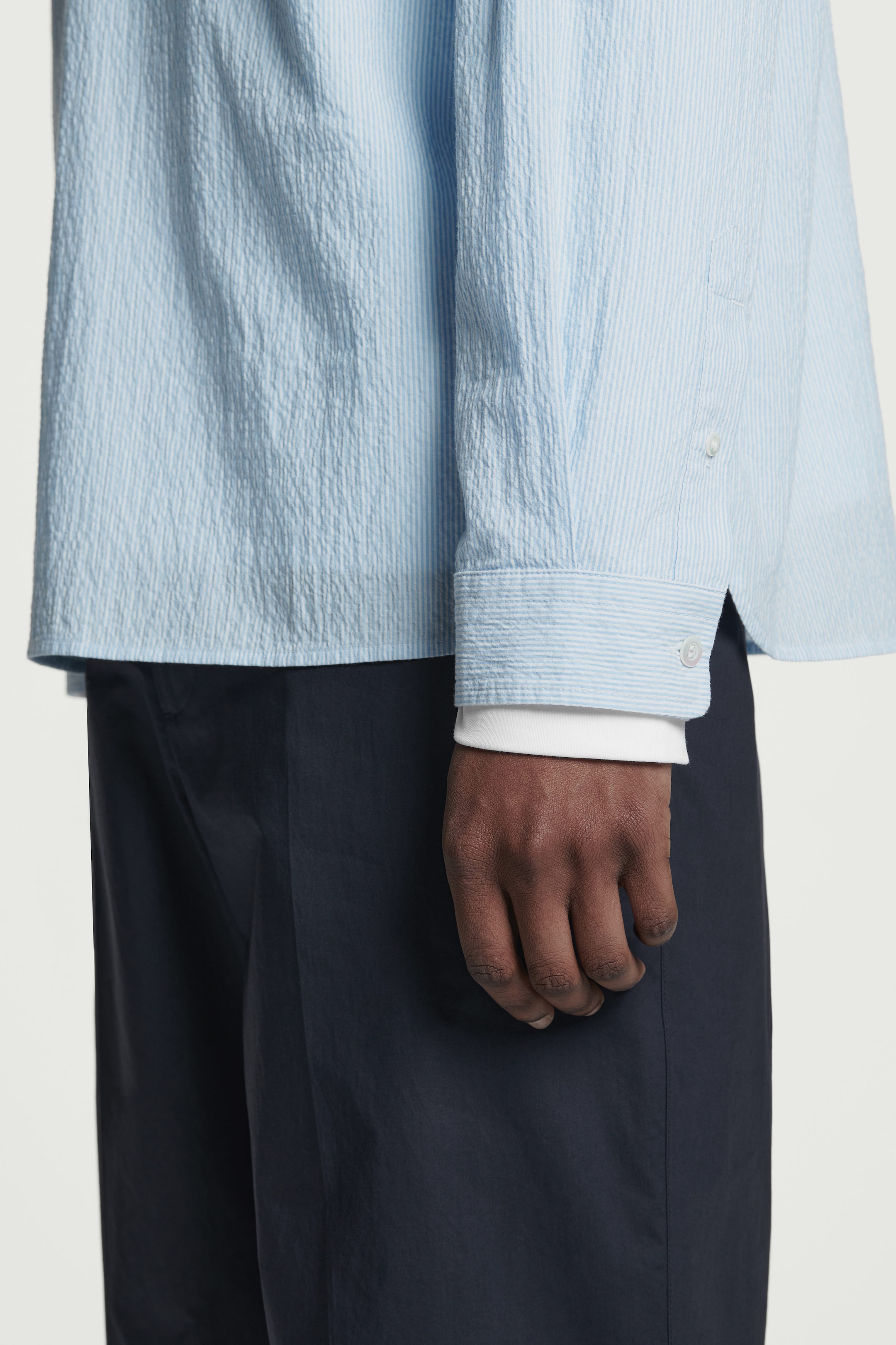 COTTON-SEERSUCKER POPOVER SHIRT
