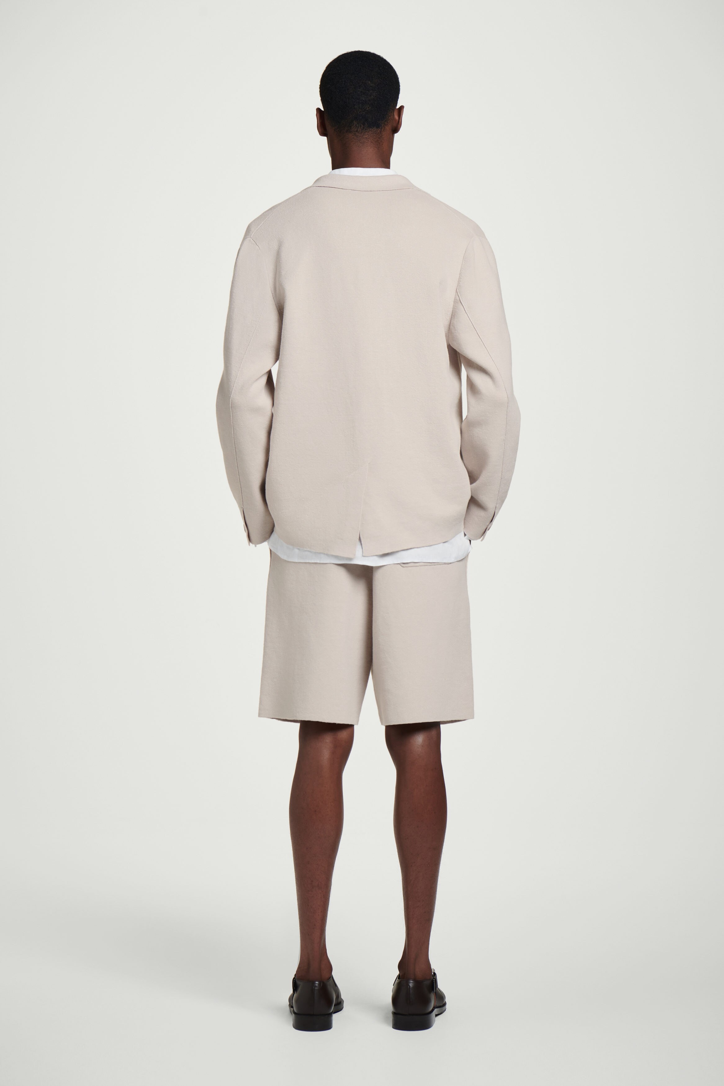 KNITTED LINEN SINGLE-BREASTED BLAZER - LIGHT MOLE | COS
