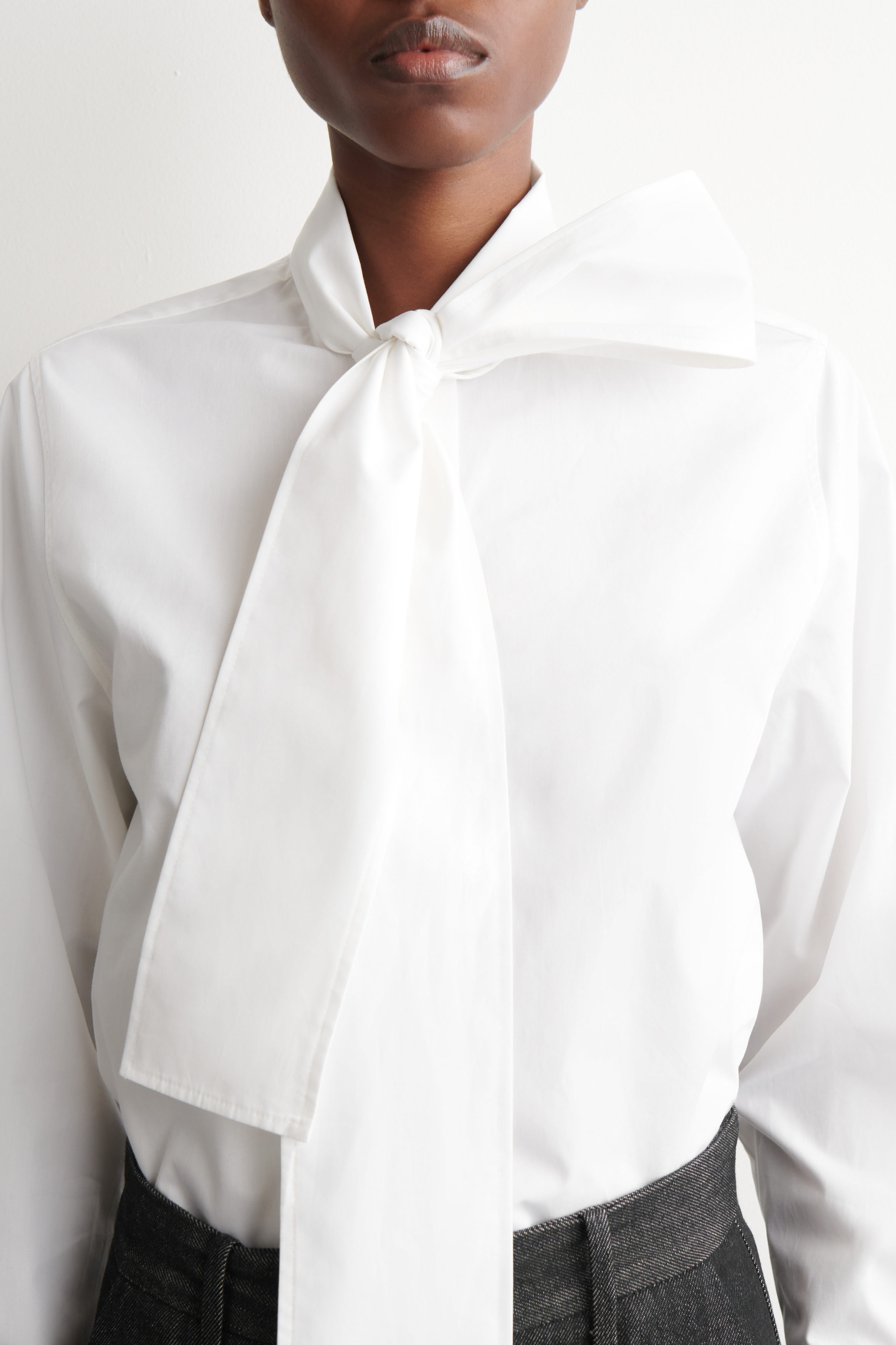 BOW-DETAIL COTTON BLOUSE - WHITE | COS US