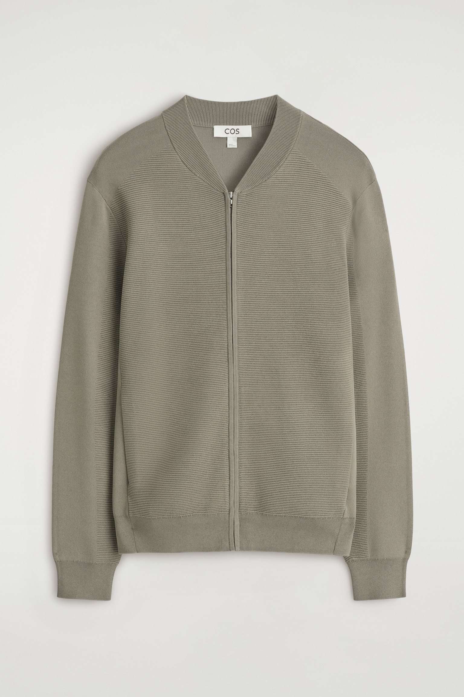 BOMBER IN MAGLIA TESTURIZZATA - BEIGE SCURO/BLU NAVY