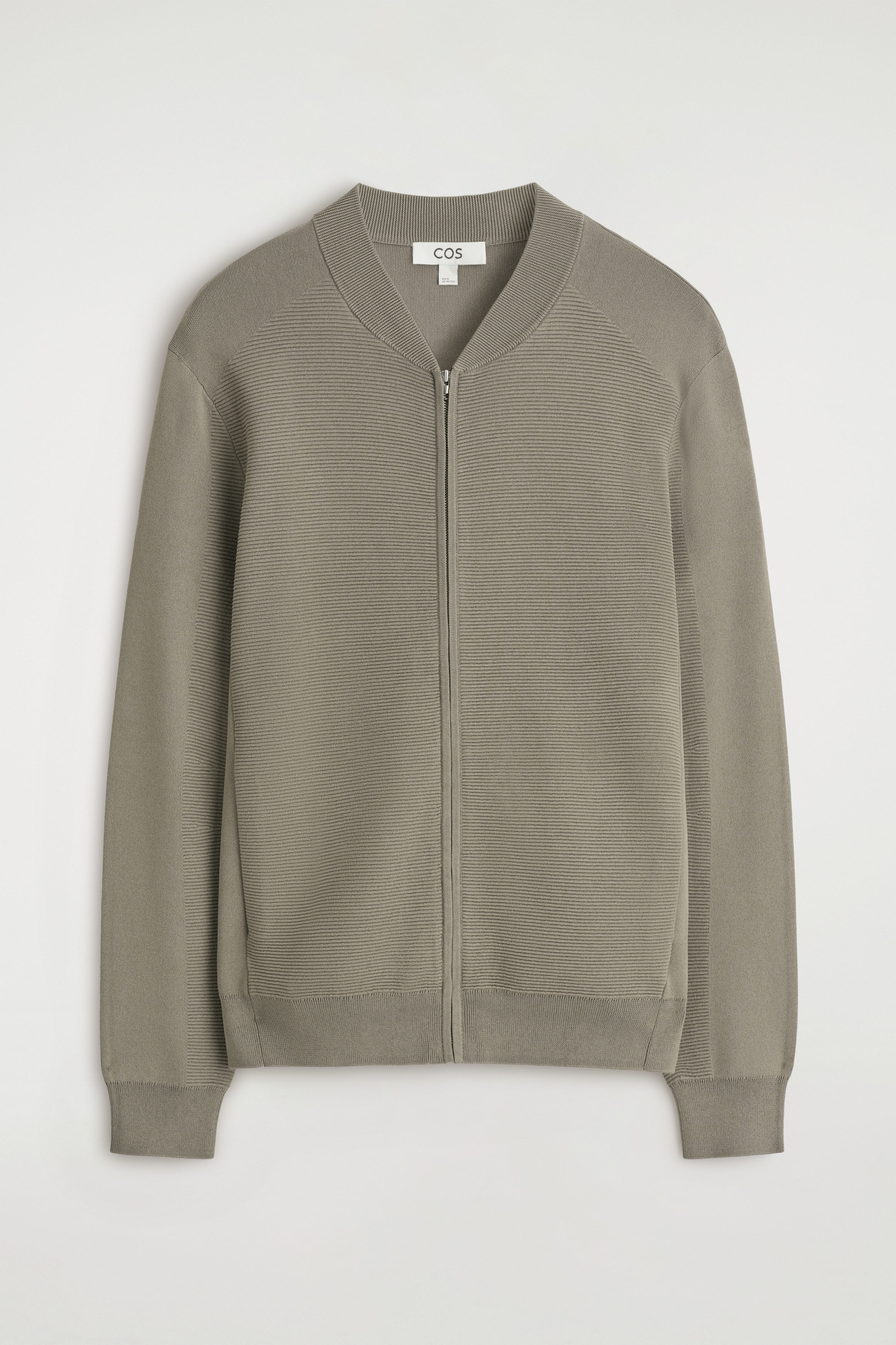TEXTURED KNITTED BOMBER JACKET - MUSHROOM | COS