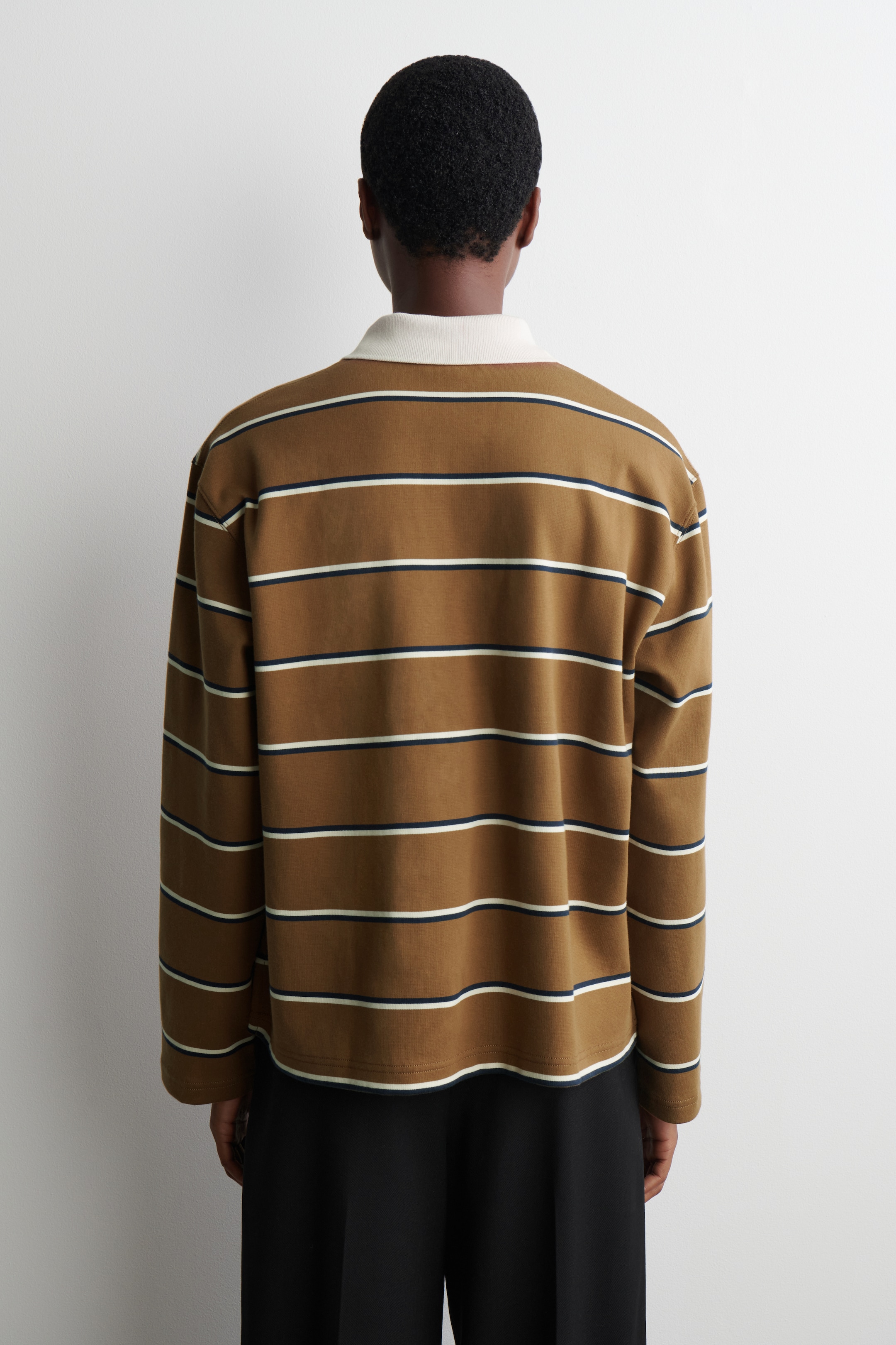 View larger image: STRIPED LONG-SLEEVED POLO SHIRT - BROWN / STRIPED - Ladies | H&M GB 4
