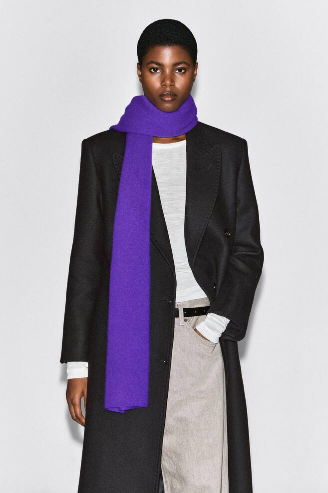 ÉCHARPE EN MAILLE DE PUR CACHEMIRE - VIOLET/BRUN CHINÉ/GRIS FONCÉ - 1