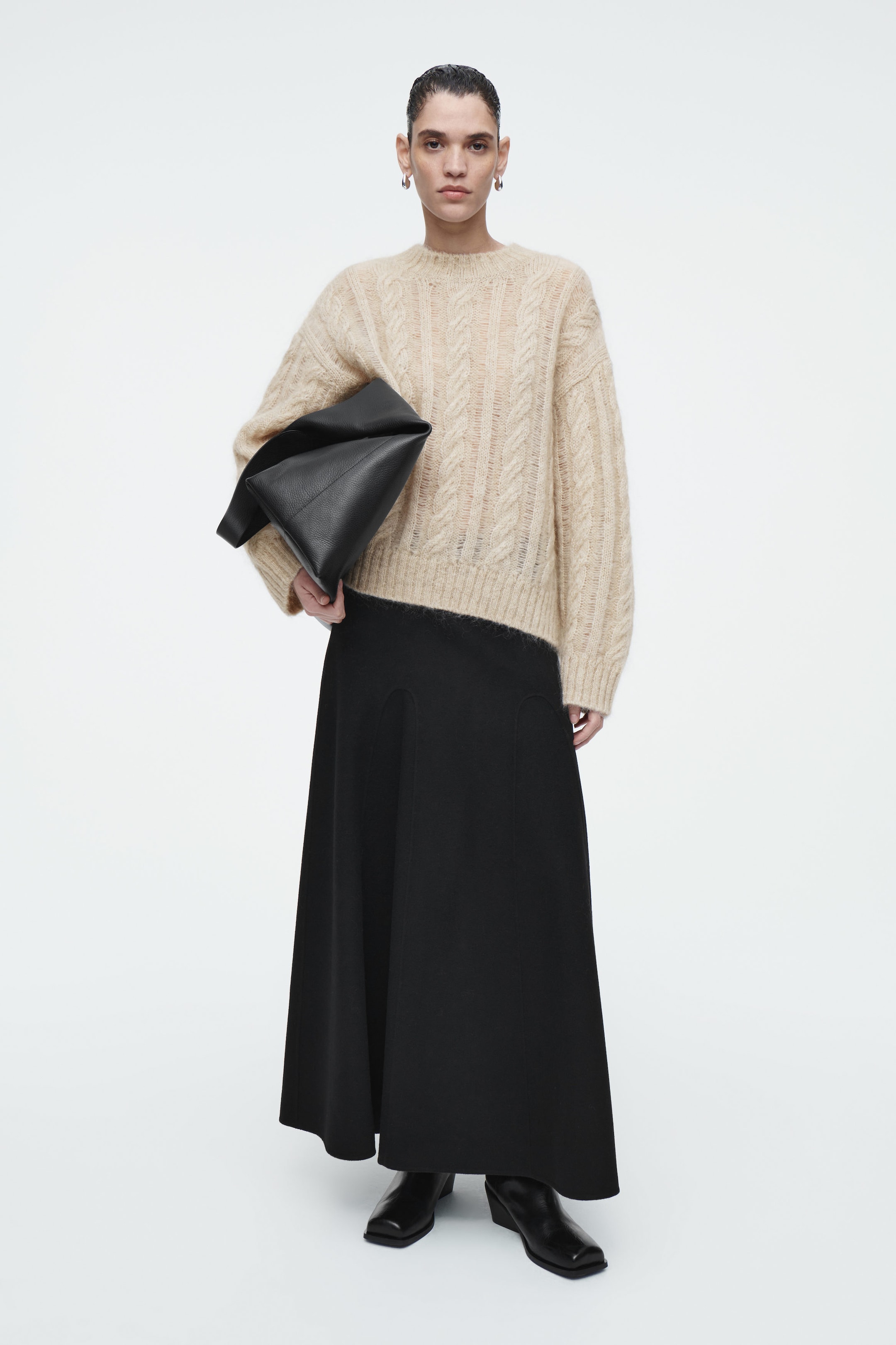 CABLE-KNIT MOHAIR JUMPER