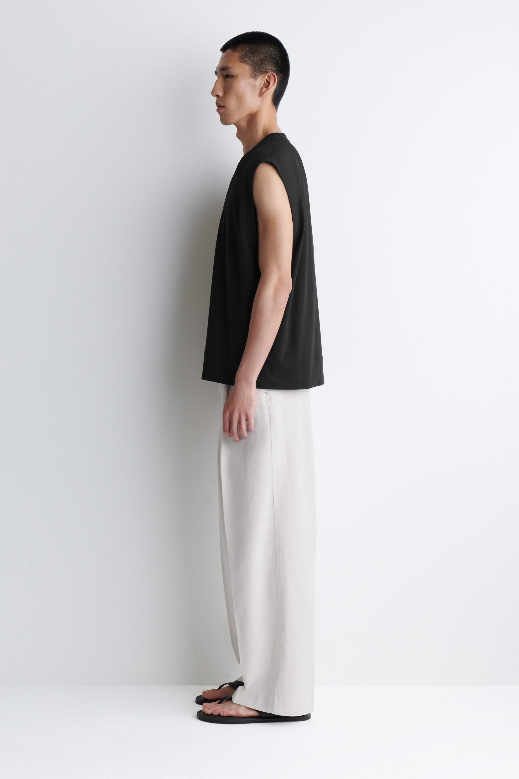 RELAXED COTTON-CREPE TANK TOP