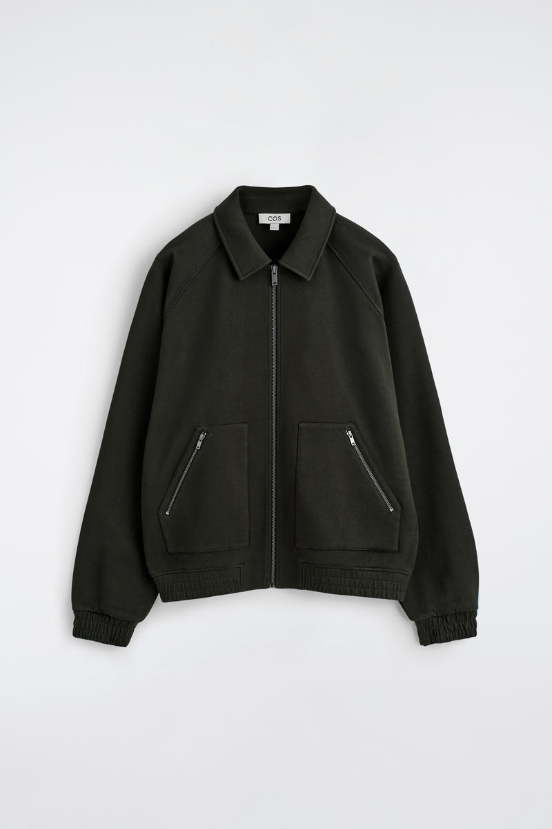 Cos Cotton-jersey Bomber Jacket In Black