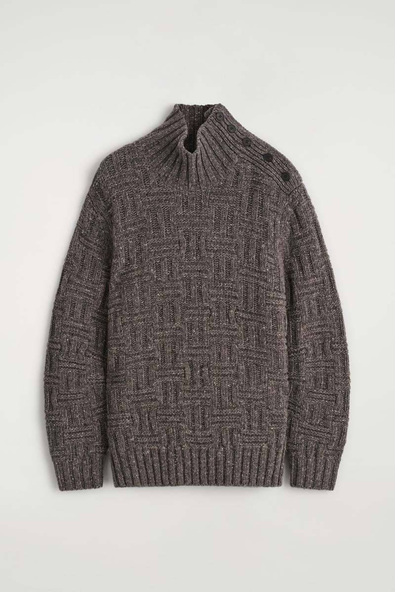 Cos Basketweave Wool Sweater In Brown