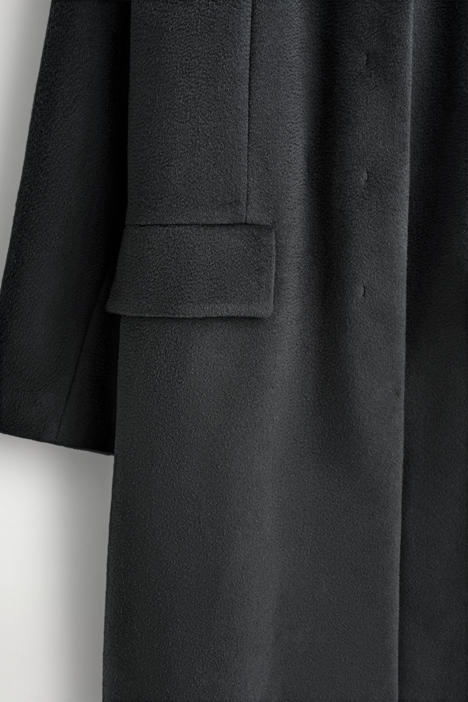 TAILORED WOOL-ZIBELINE LONG COAT — STEEL