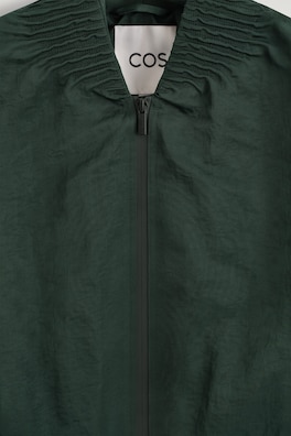 GATHERED NYLON BOMBER JACKET — DARK GREEN 7