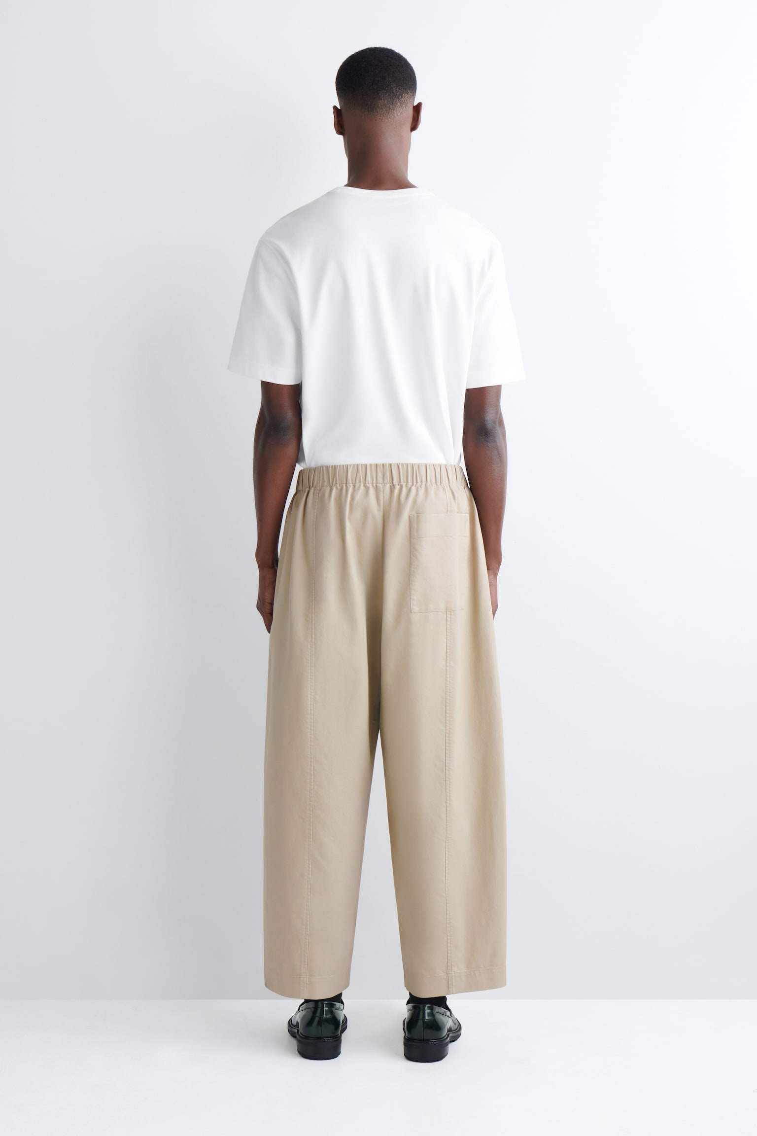 PANTALON BARREL COURT EN COTON - BEIGE/NOIR/GRIS - 3
