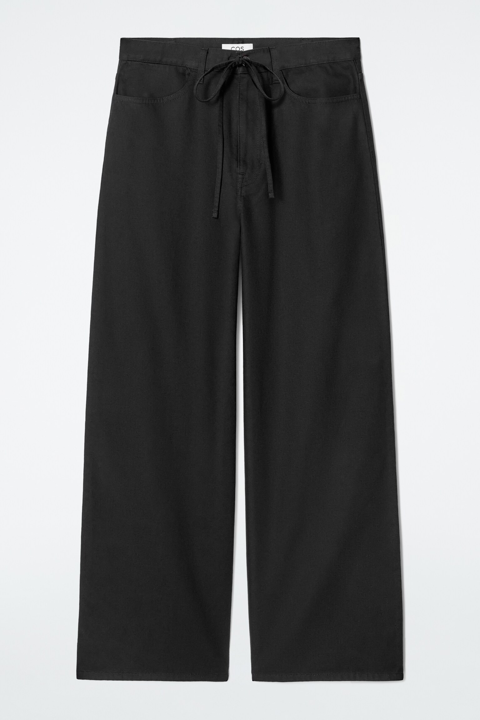 WIDE-LEG DRAWSTRING TROUSERS - BLACK