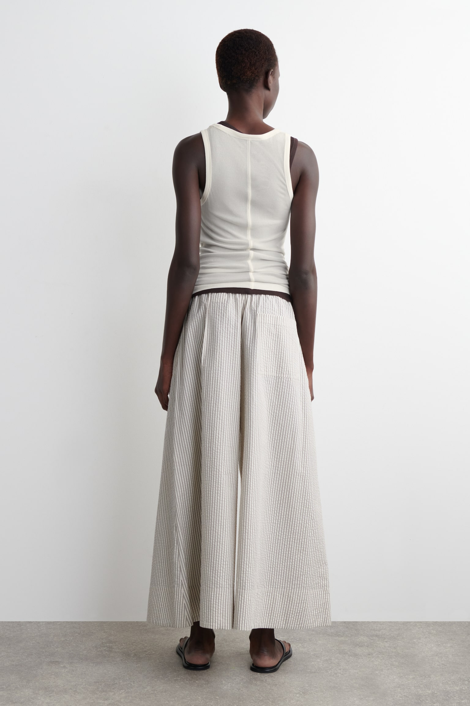CULOTTES DE ALGODÓN CON TEXTURA - MARFIL / MARRÓN / RAYAS/NEGRO - 4
