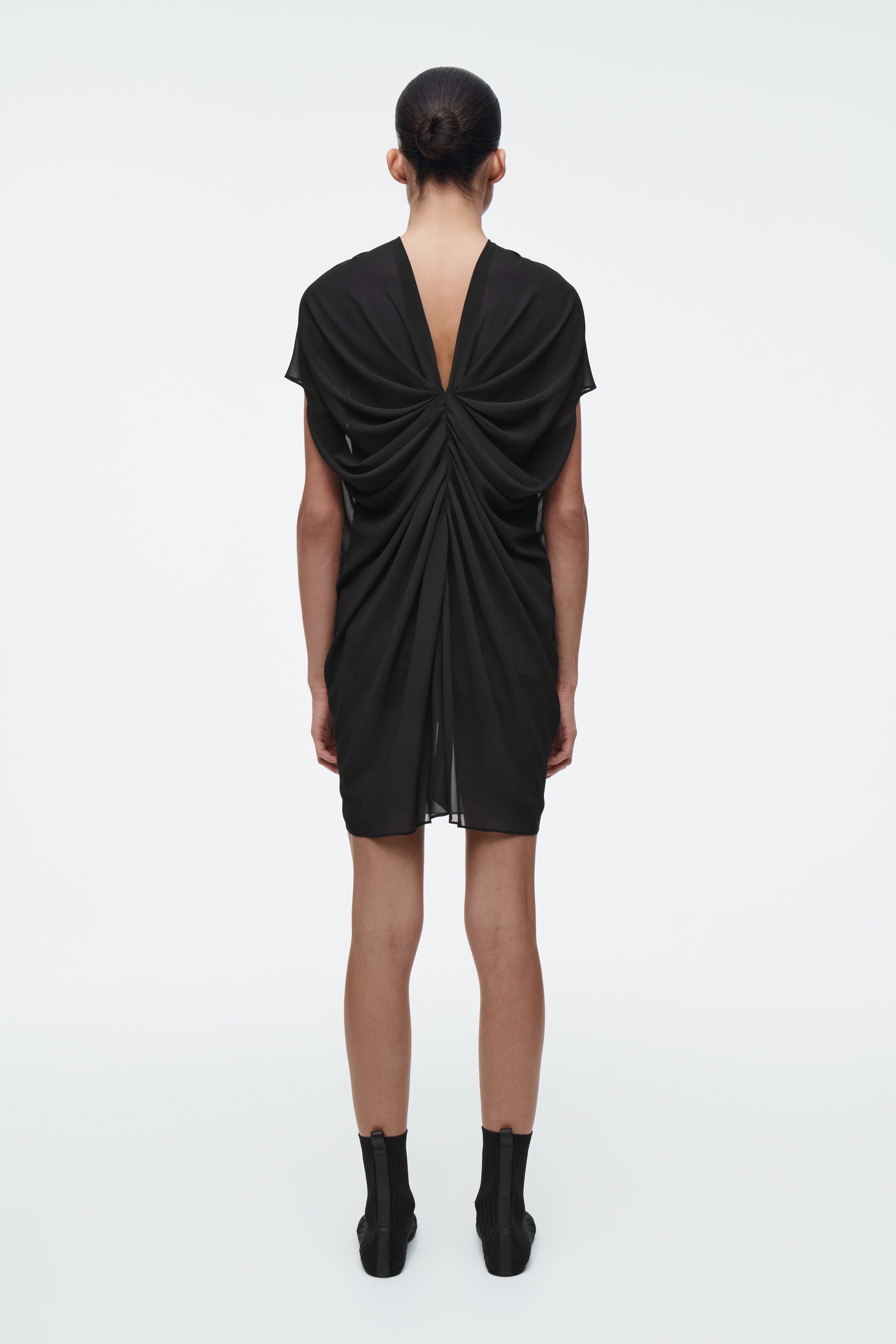 DRAPED SHEER MINI DRESS - CARBON | COS