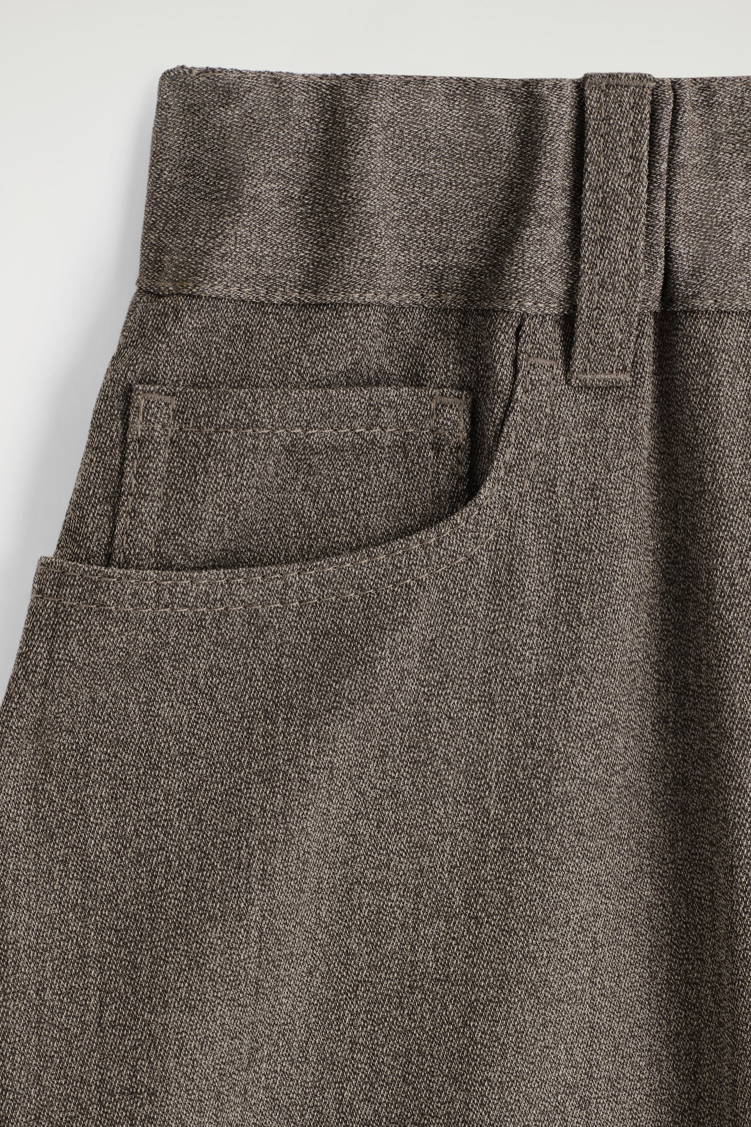 PANTALON REGULAR LARGE EN LAINE MÉLANGÉE - BRUN CHINÉ - 7