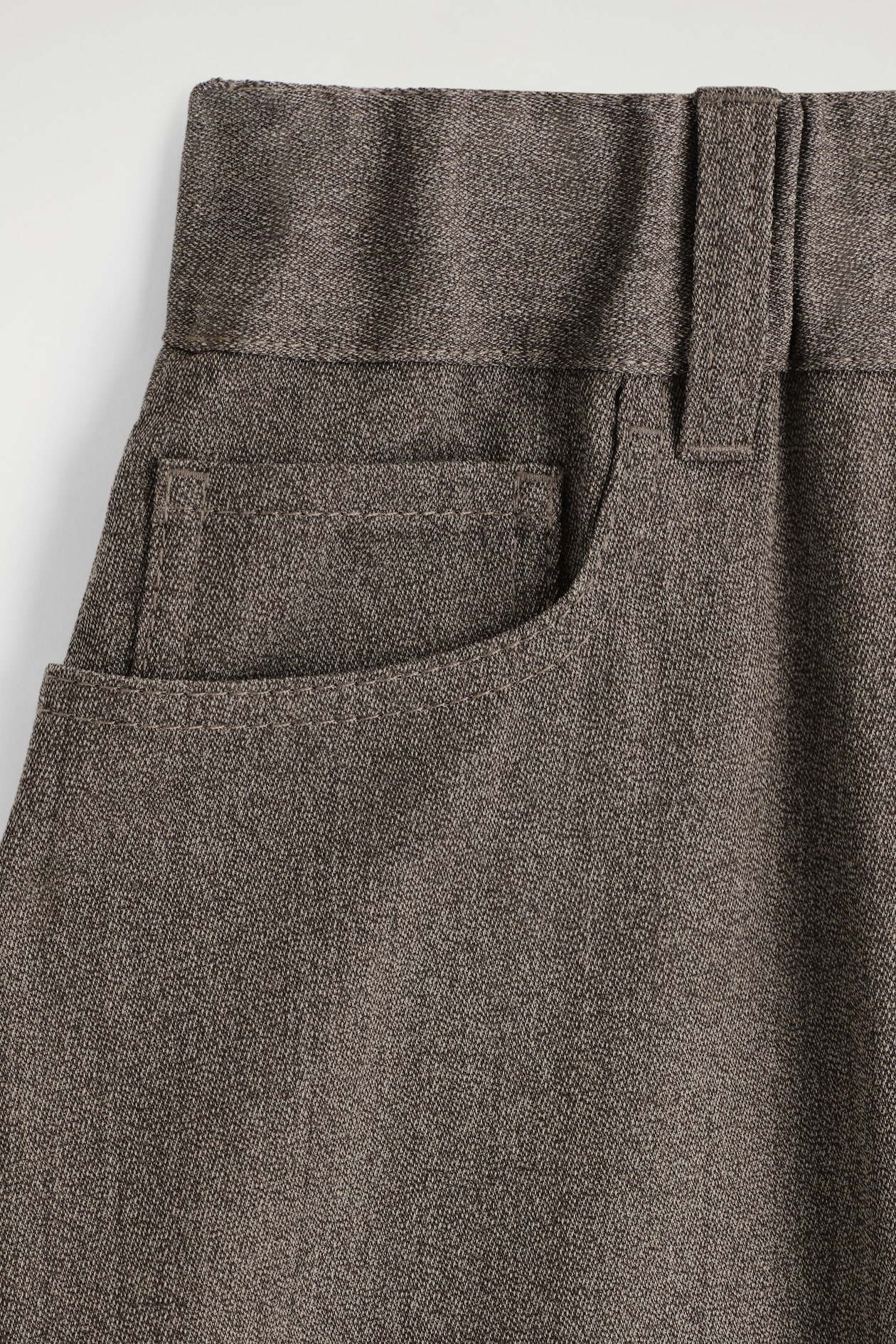 REGULAR WOOL-BLEND WIDE-LEG PANTS — BROWN MÉLANGE