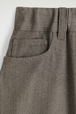 REGULAR WOOL-BLEND WIDE-LEG PANTS — BROWN MÉLANGE 1