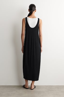 ROUNDED MERINO WOOL MAXI DRESS — BLACK 3